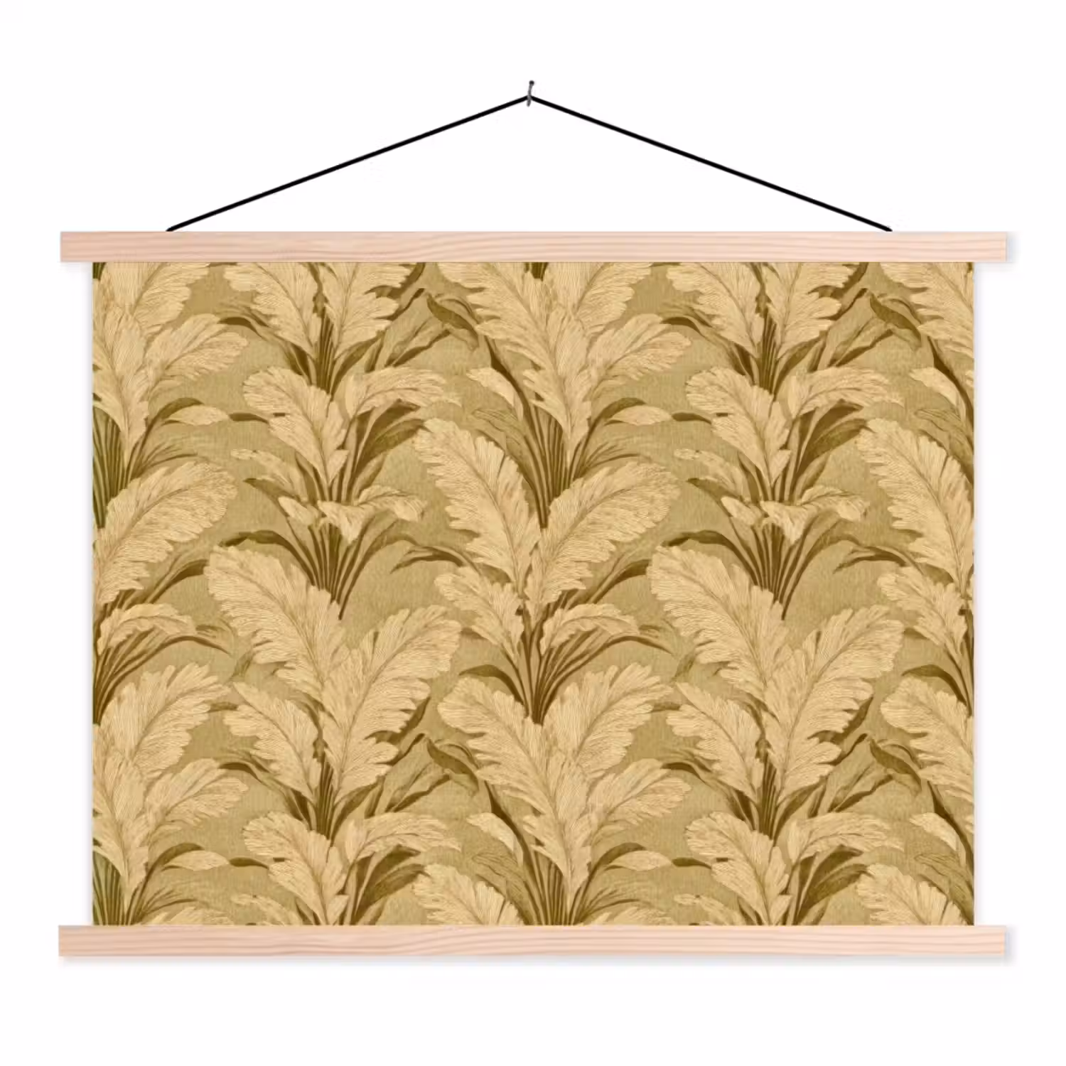 Palmbladeren - Klassiek - Groen textielposter latten blank klein 122 -3d