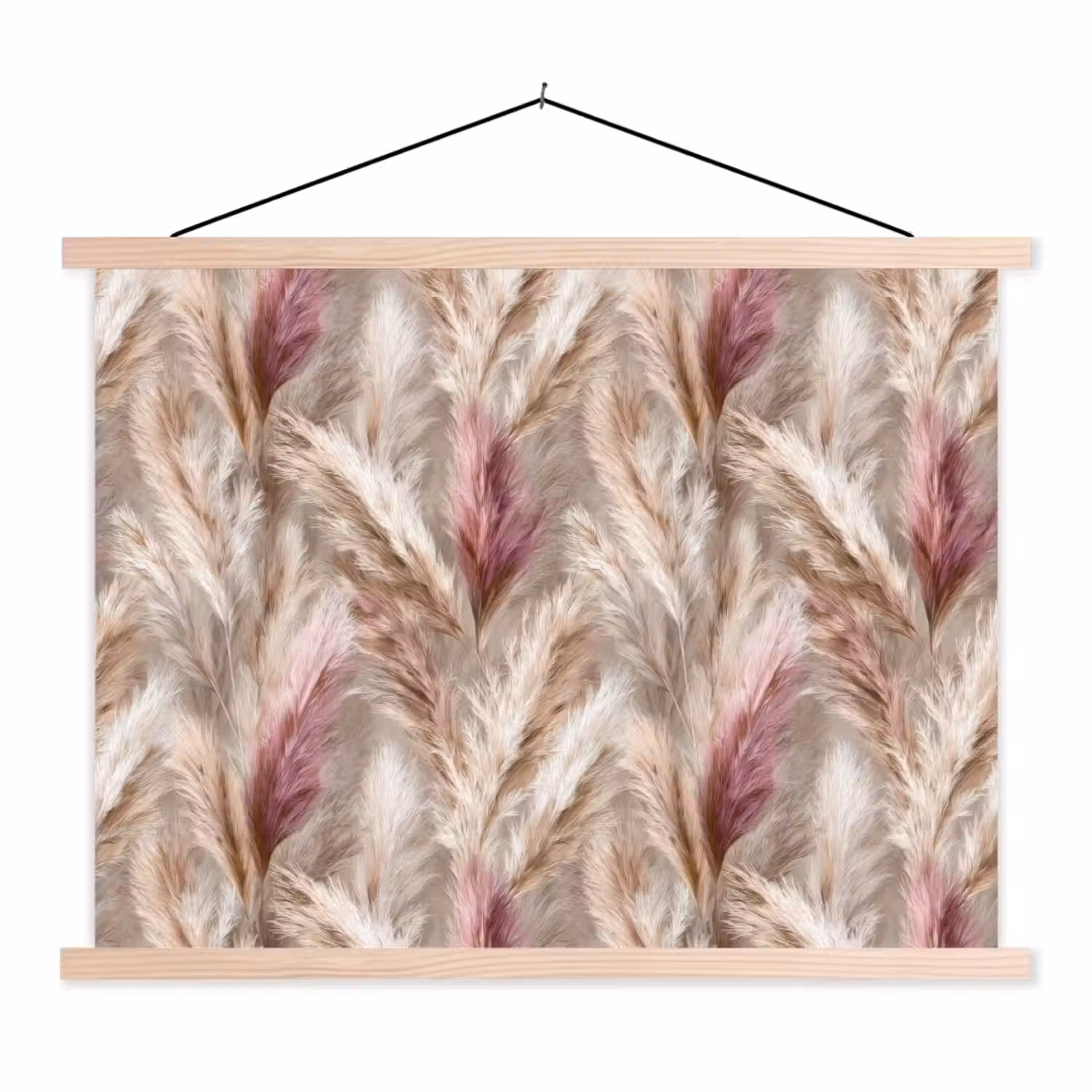 Pampasgras - Pluizig - Kleurrijk textielposter latten blank klein 122 -3d