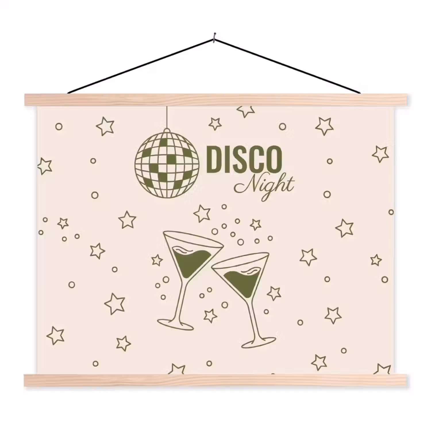 Feest - Disco - Drank - Illustratie - Groen textielposter latten blank klein -3d