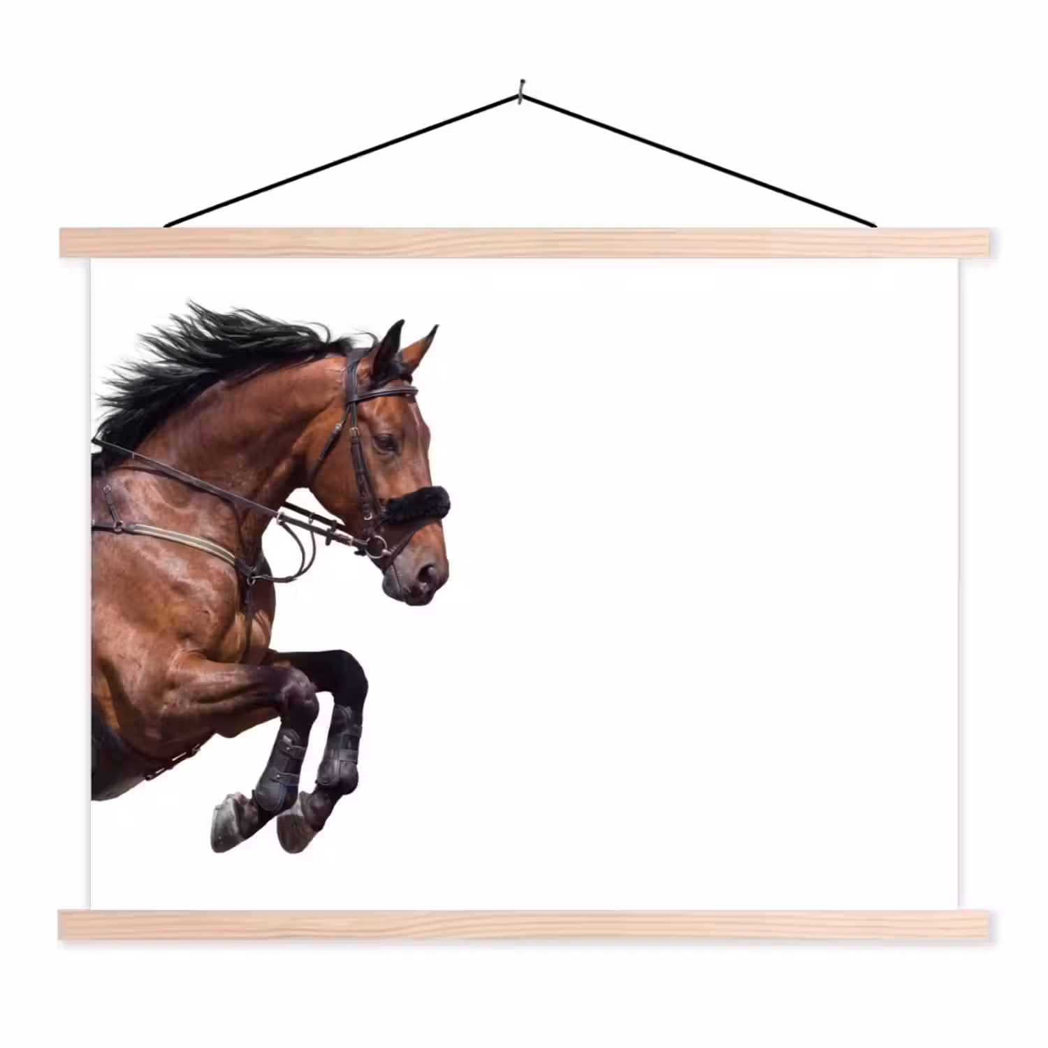 Paard - Springen - Modern textielposter latten blank klein -3d