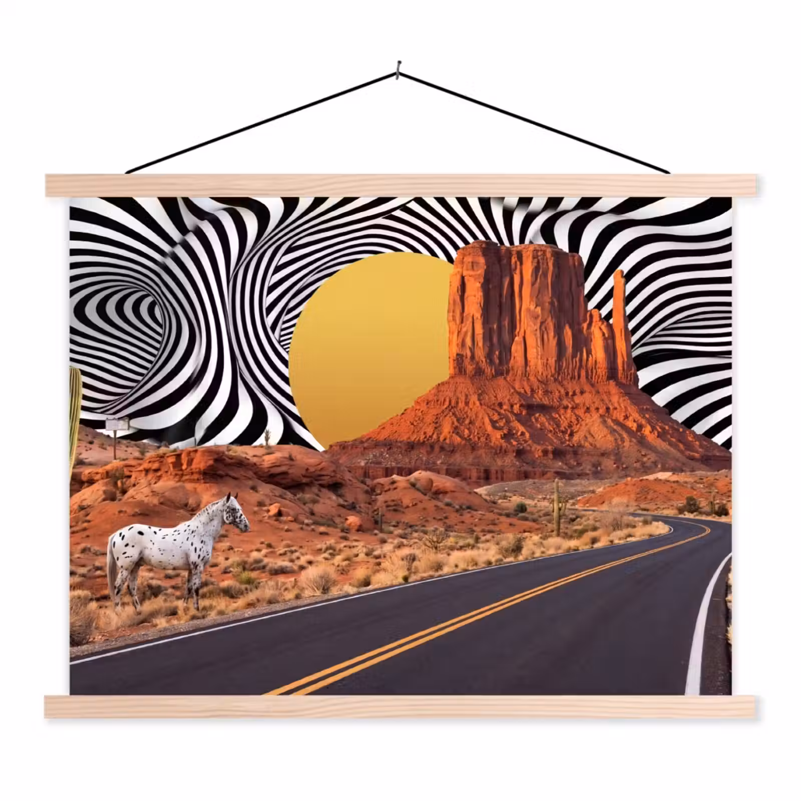Stoffbild - Pferd – Wüste – Natur - Paard - Woestijn - Natuur textielposter latten blank klein