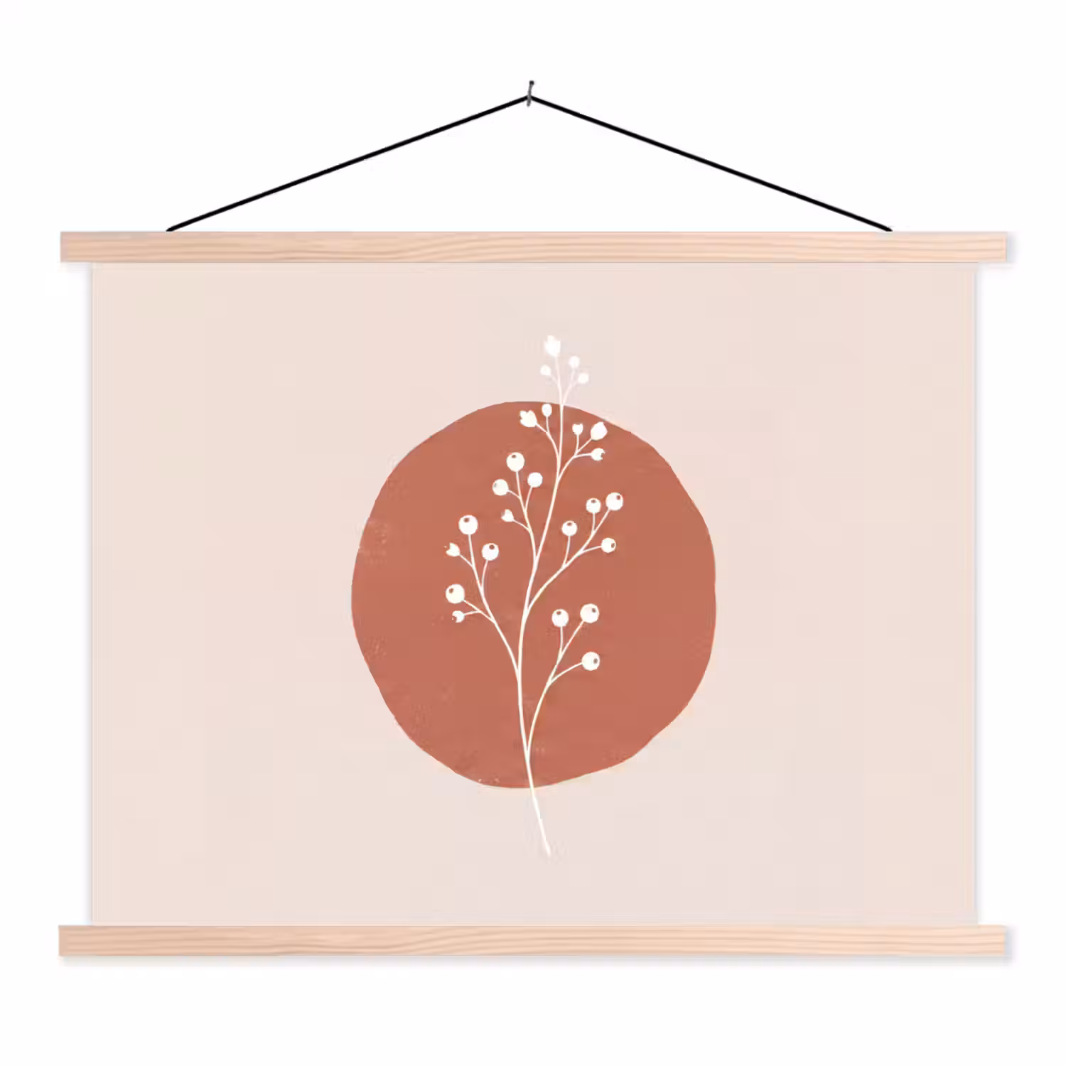 Plant - Tak - Abstract - Modern - Wit textielposter latten blank klein -3d