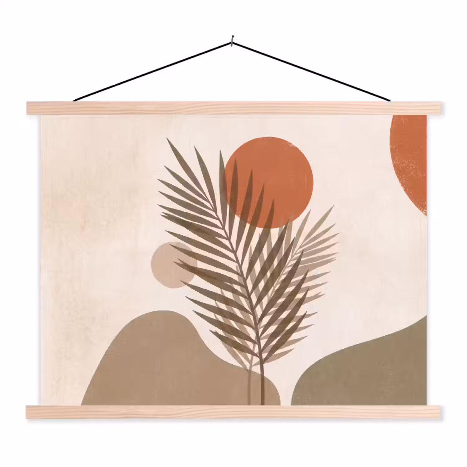 Planten - Bladeren - Abstract - Modern - Beige textielposter latten blank klein -3d