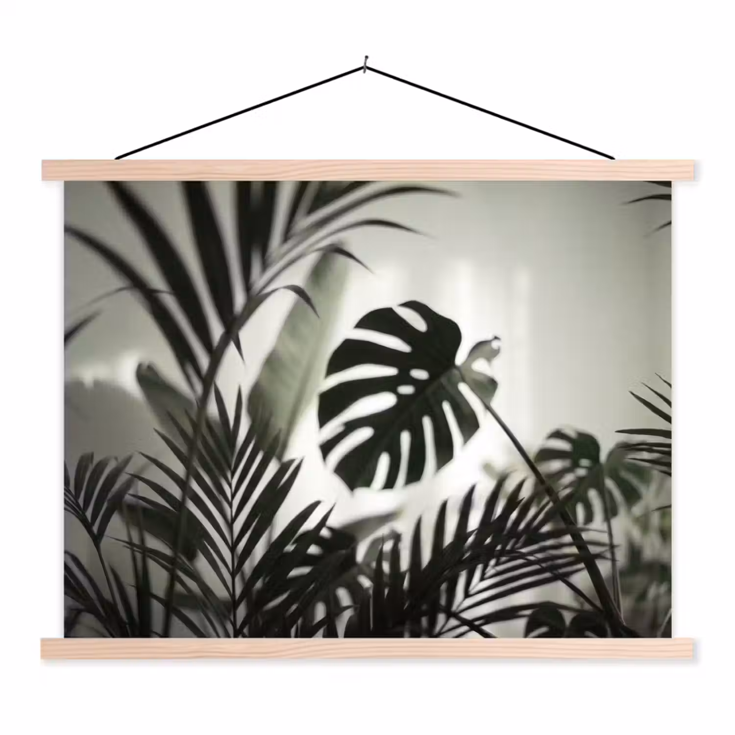 Planten - Bladeren - Natuur - Minimalistisch - Groen textielposter latten blank klein -3d
