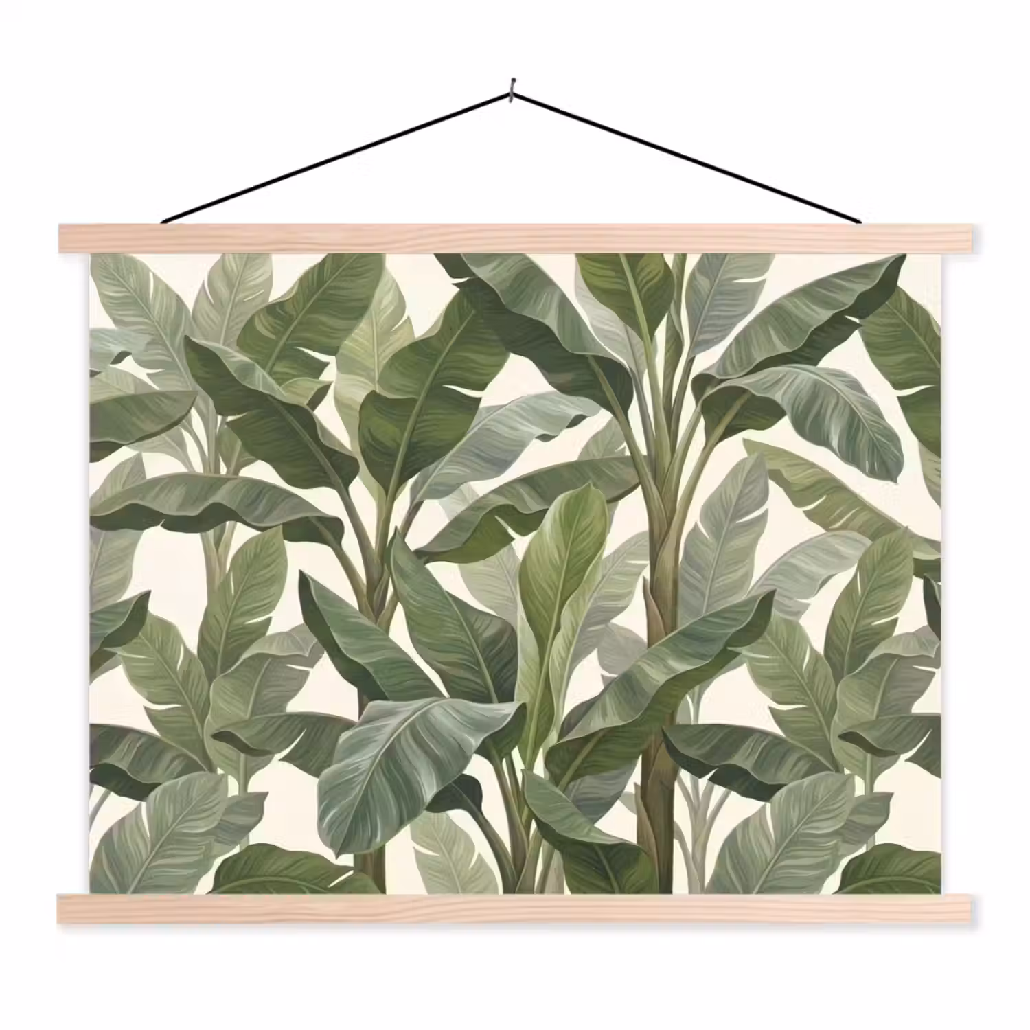 Planten - Bladeren - Tropisch - Groen textielposter latten blank klein -3d