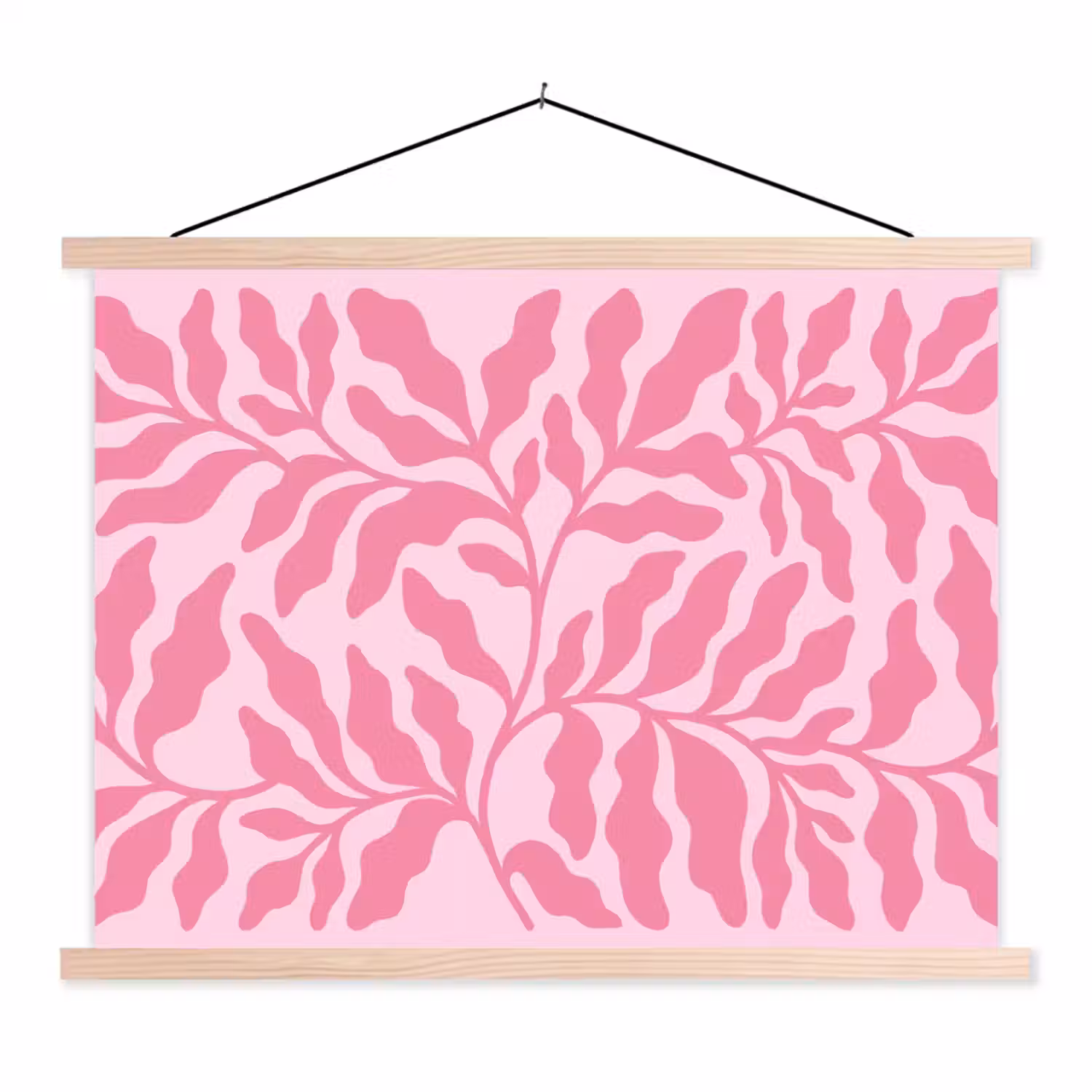 Planten - Organisch - Abstract - Modern - Roze textielposter latten blank klein -3d