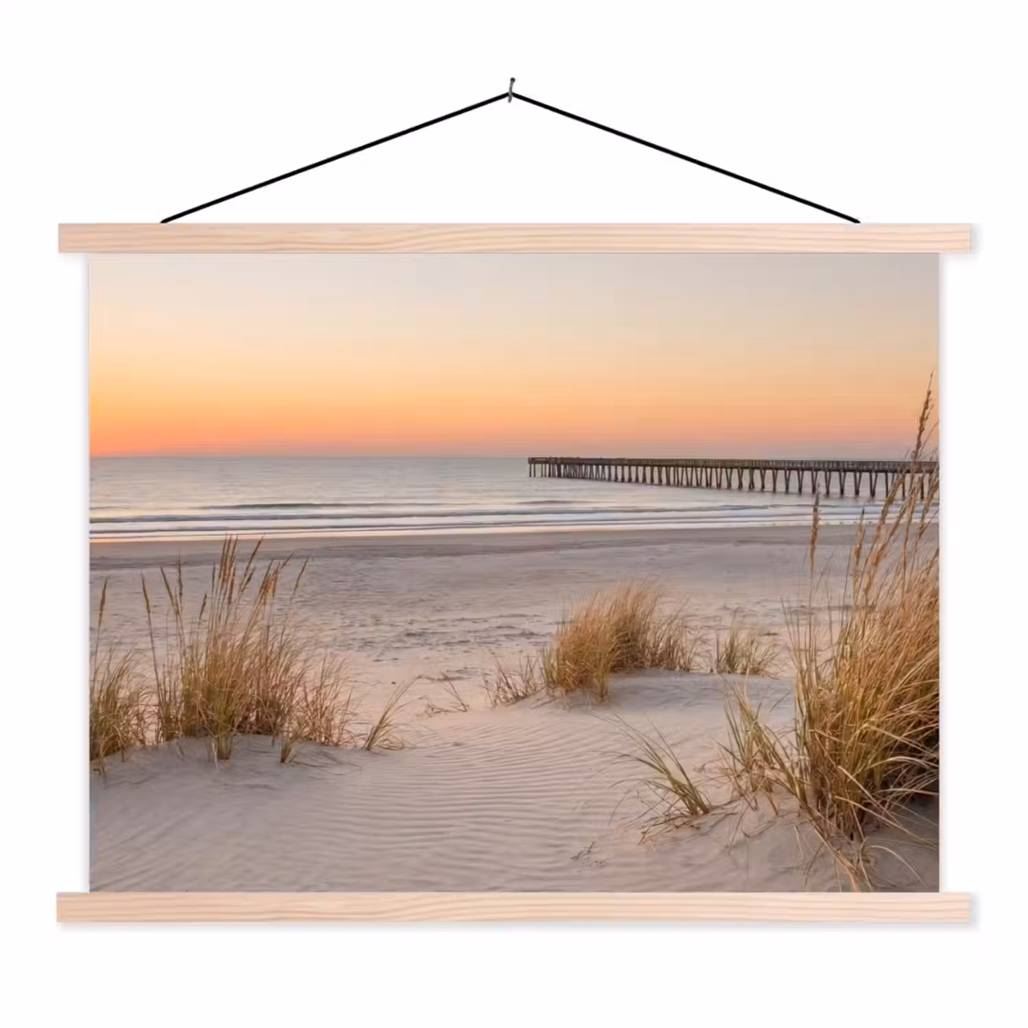 Pier - Zonsondergang - Strand textielposter latten blank klein -3d