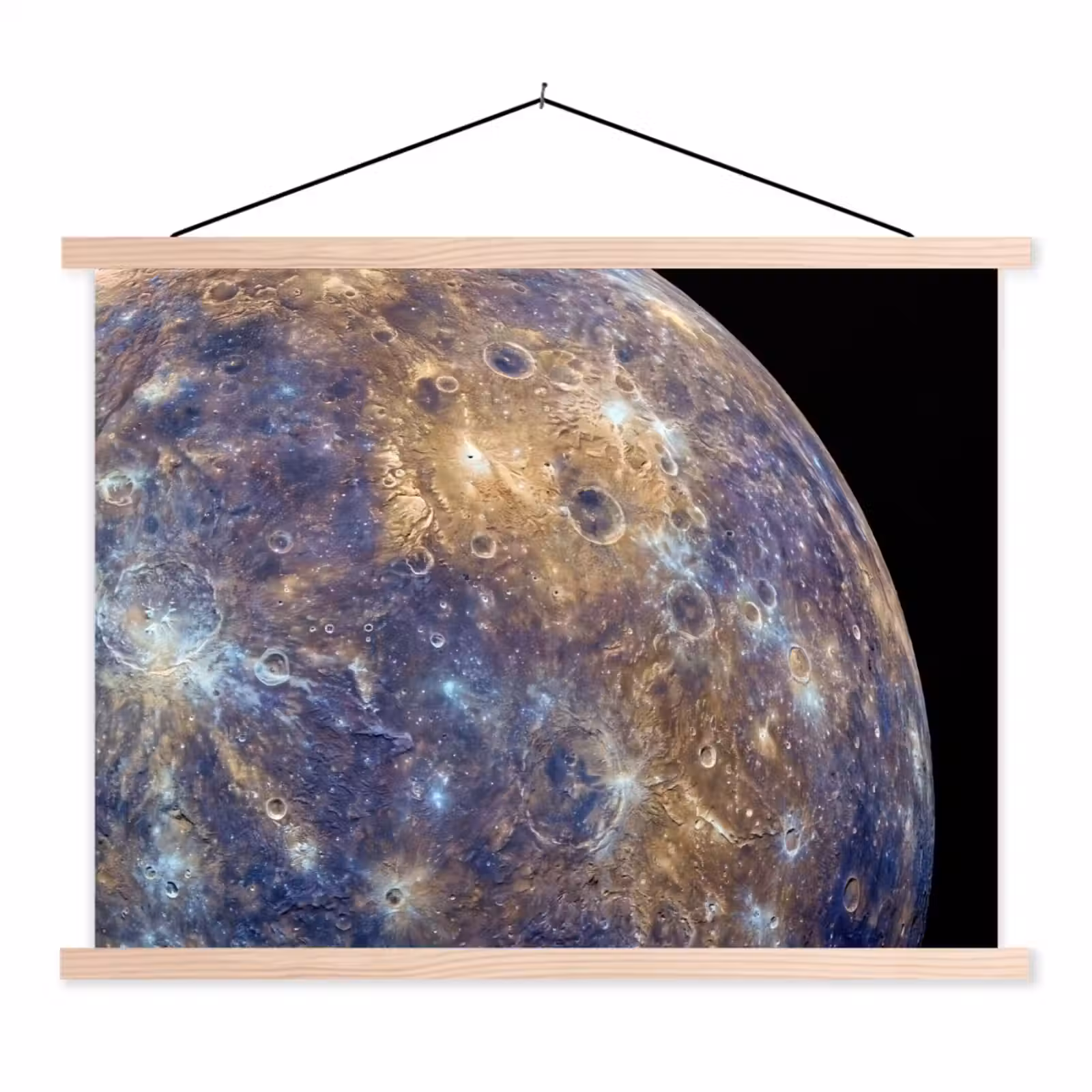 Stoffbild - Planet – Krater – Weltraum - Planeet - Kraters - Ruimte textielposter latten blank klein