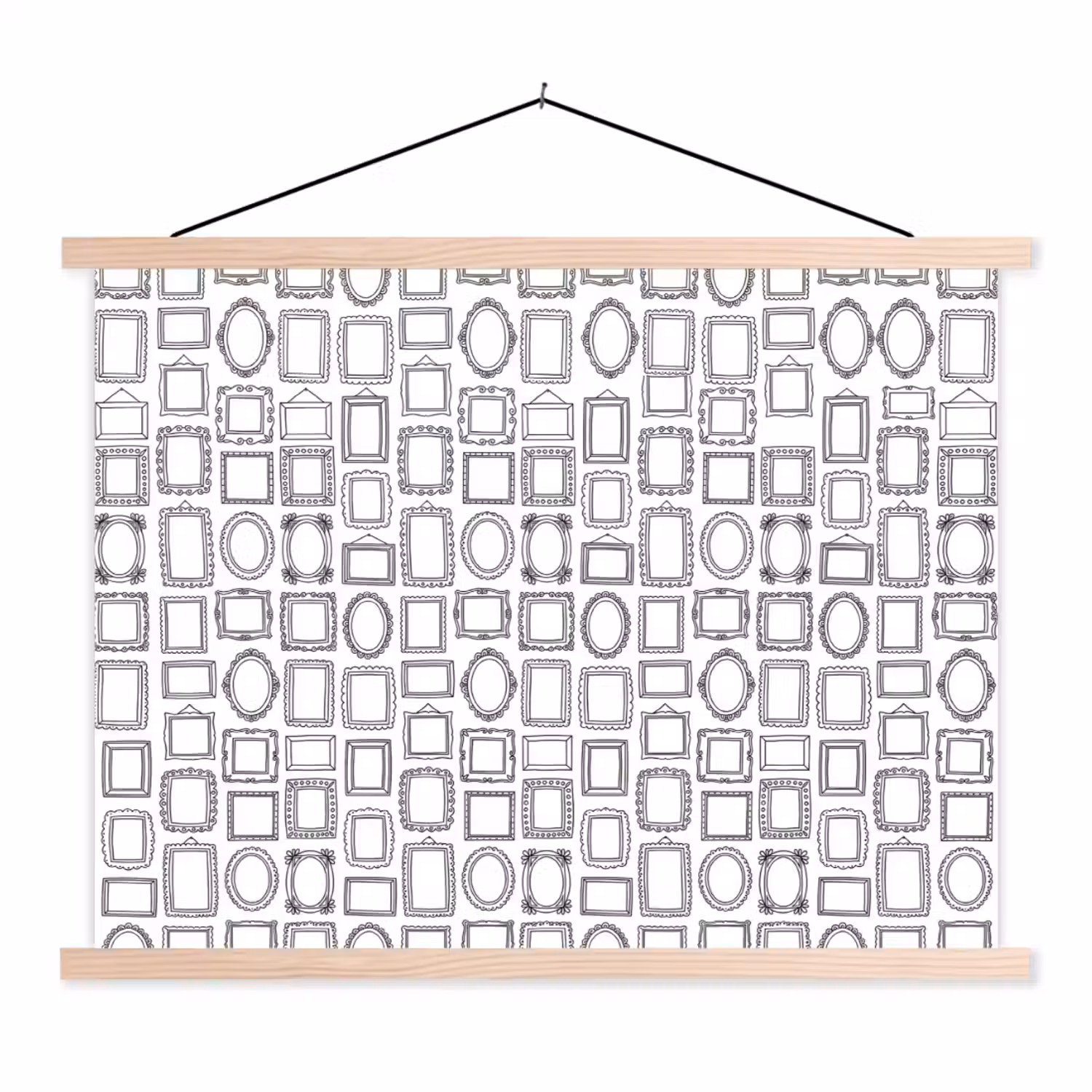 Lijsten - Patroon - Decoratie - Schets - Zwart-wit textielposter latten blank klein -3d