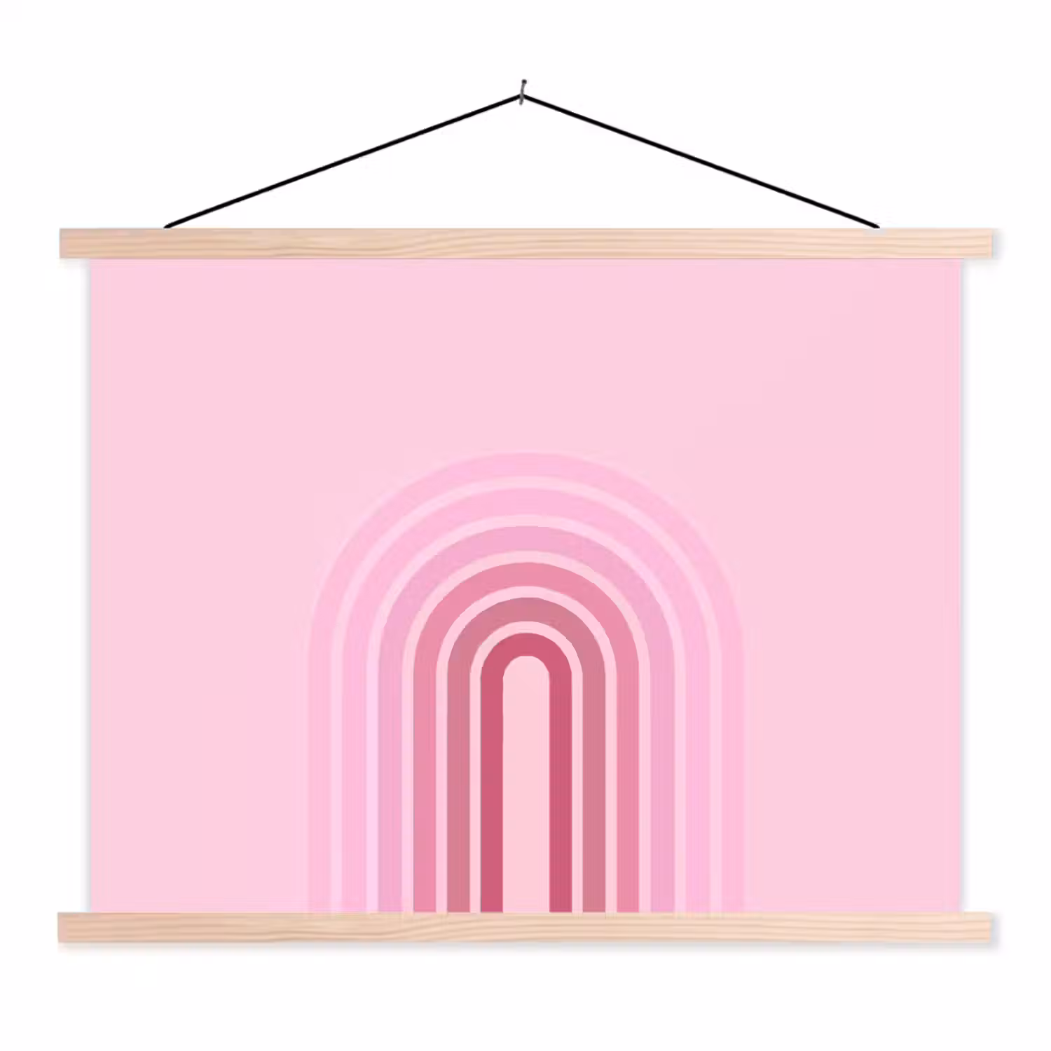 Regenboog - Roze - Abstract - Modern - Minimalistisch textielposter latten blank klein -3d