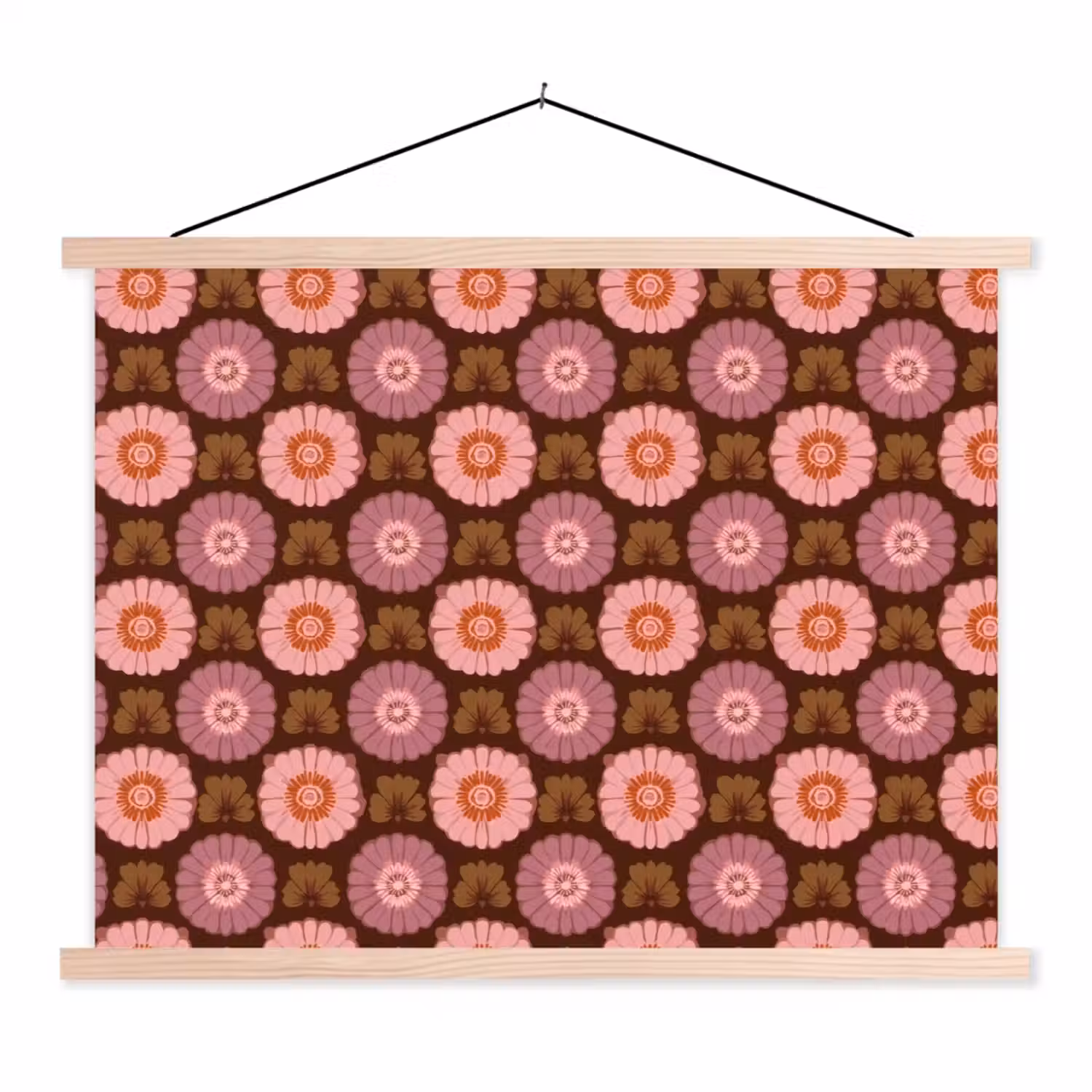 Retro - Madelief - Roze textielposter latten blank klein 122 -3d