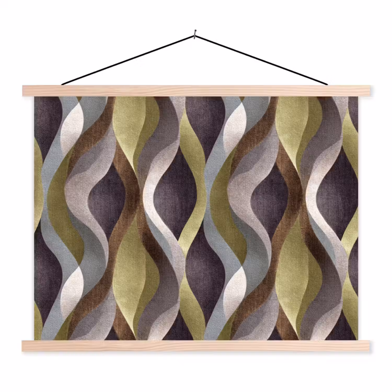 Retro - Banen - Kleurrijk textielposter latten blank klein 122 -3d
