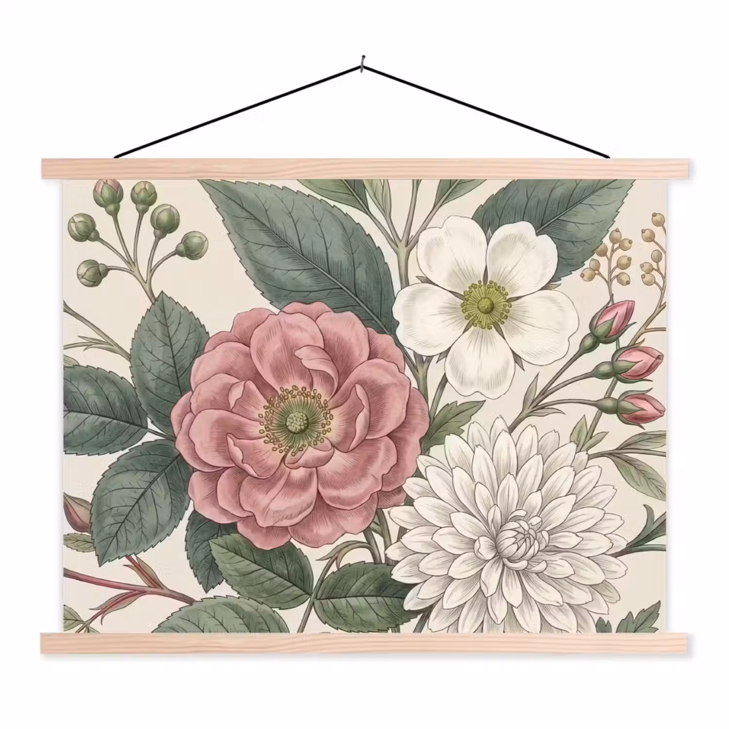 Romantisch - Design - Kleurrijk textielposter latten blank klein -3d
