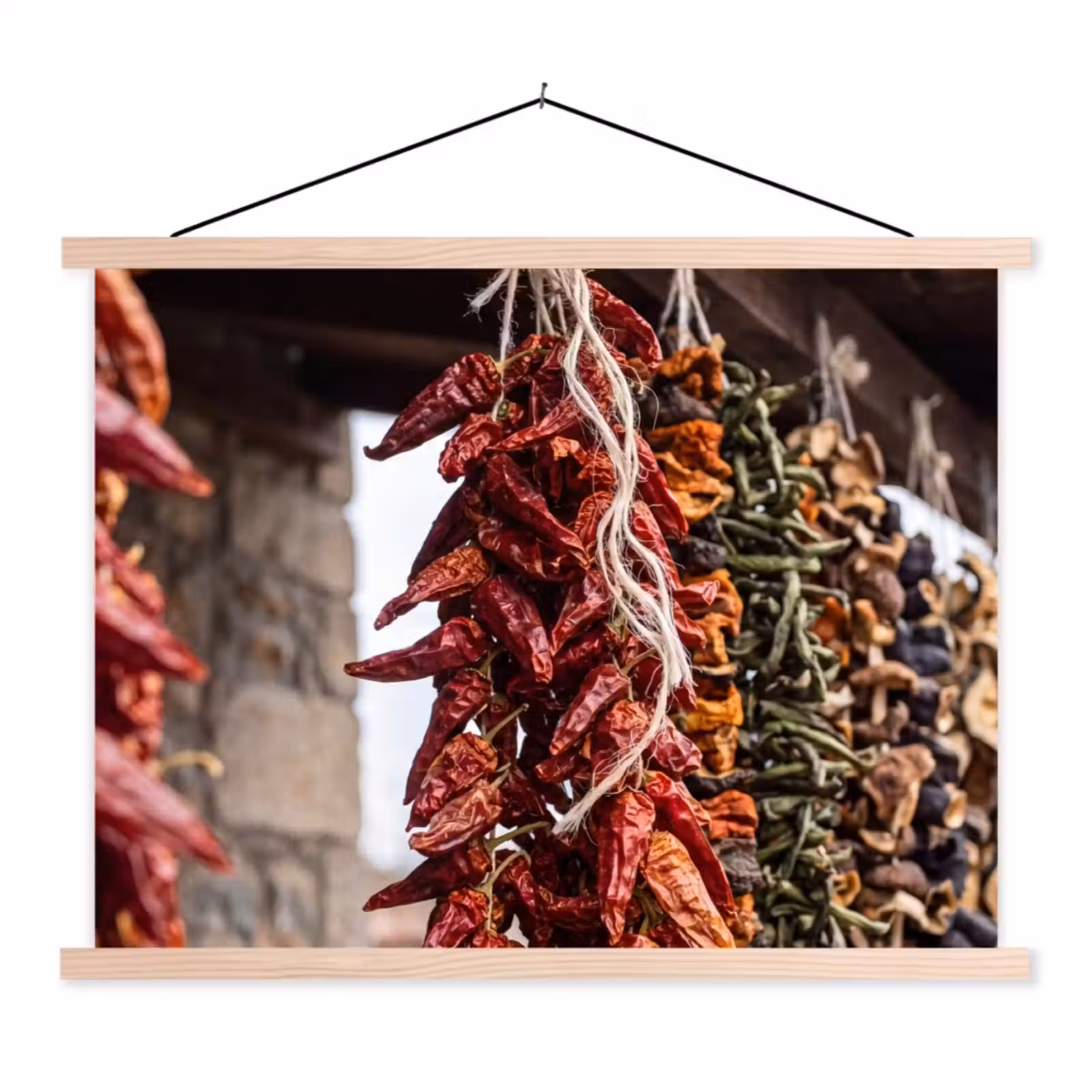 Stoffbild - Rote Chilischoten – Essen - Rode pepers - Eten textielposter latten blank klein