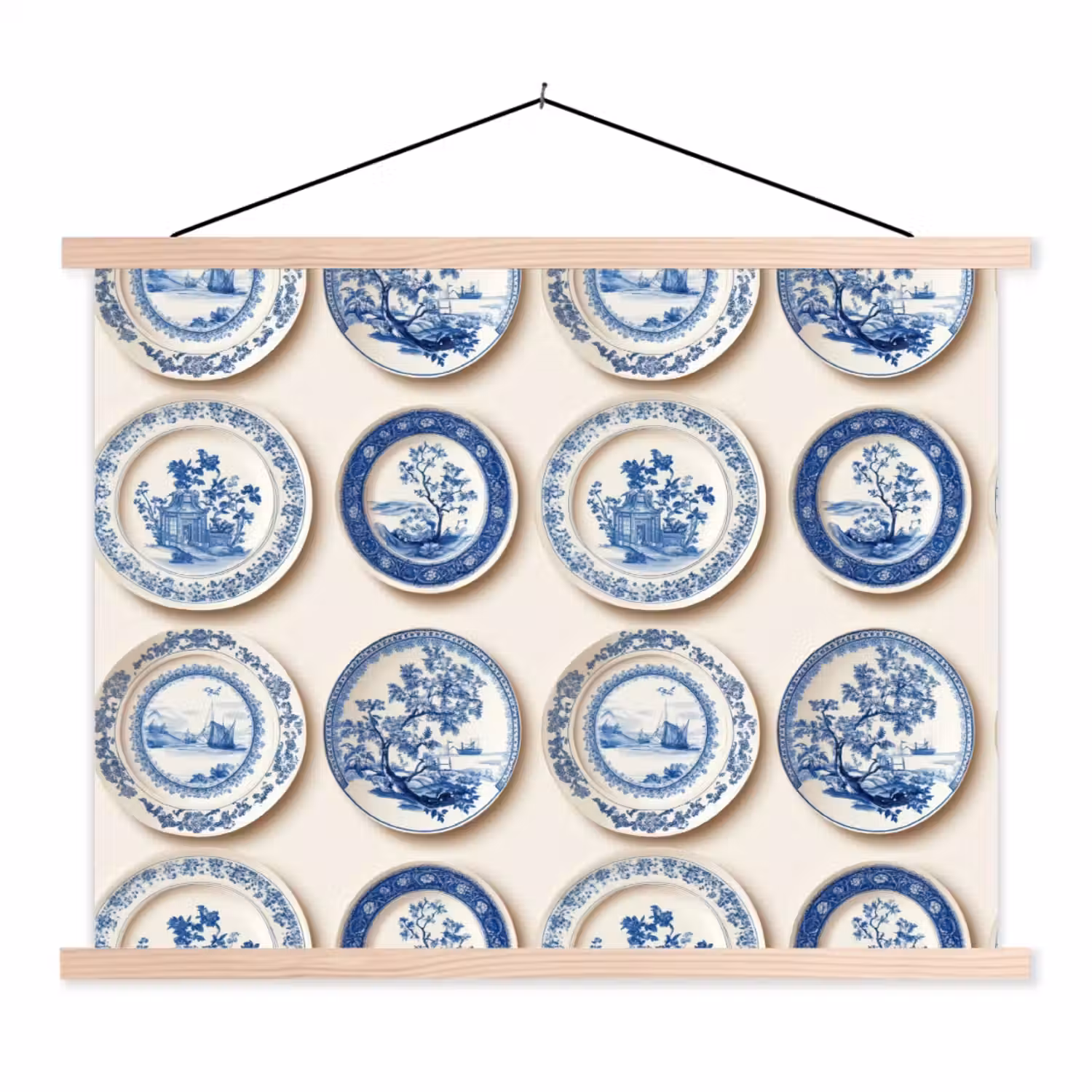 Borden - Bomen - Planten - Blauw textielposter latten blank klein 122 -3d