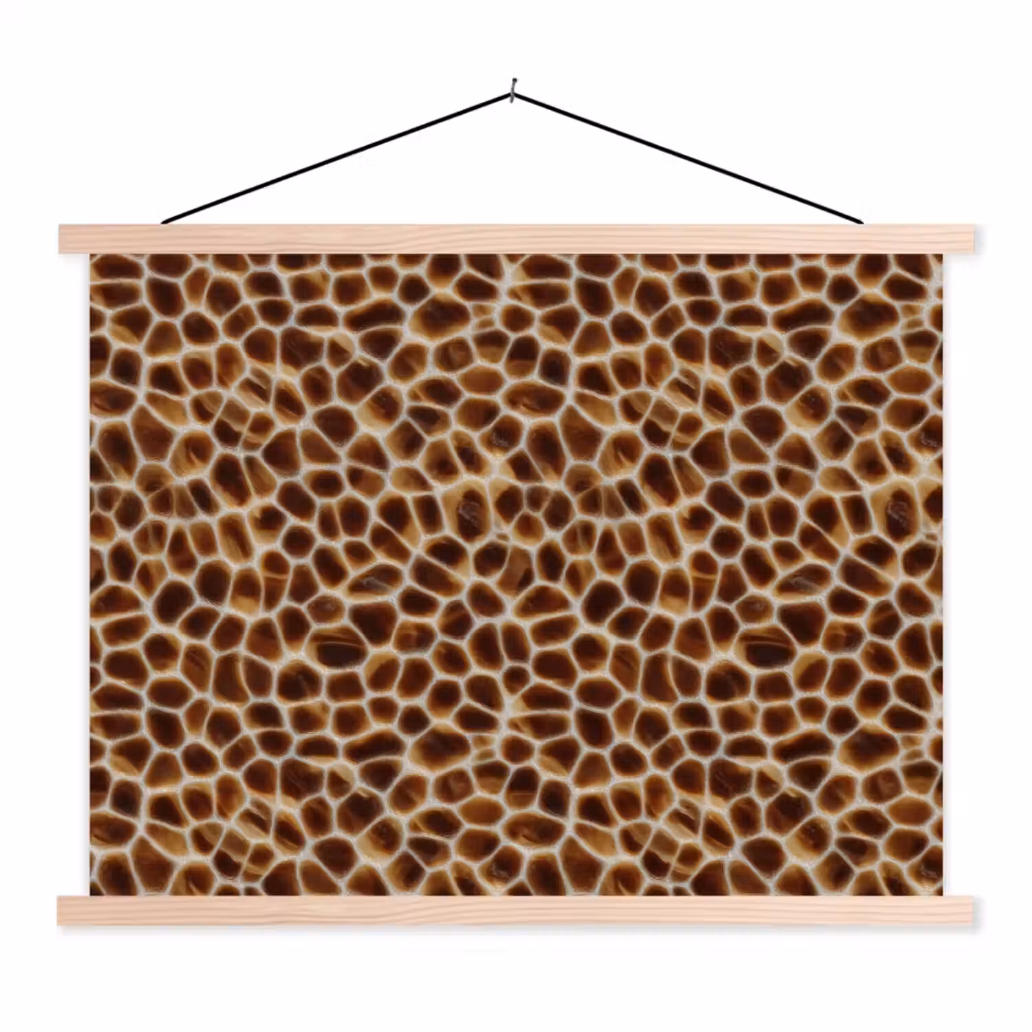 Schildpad - Bruin - Patroon textielposter latten blank klein 122 -3d