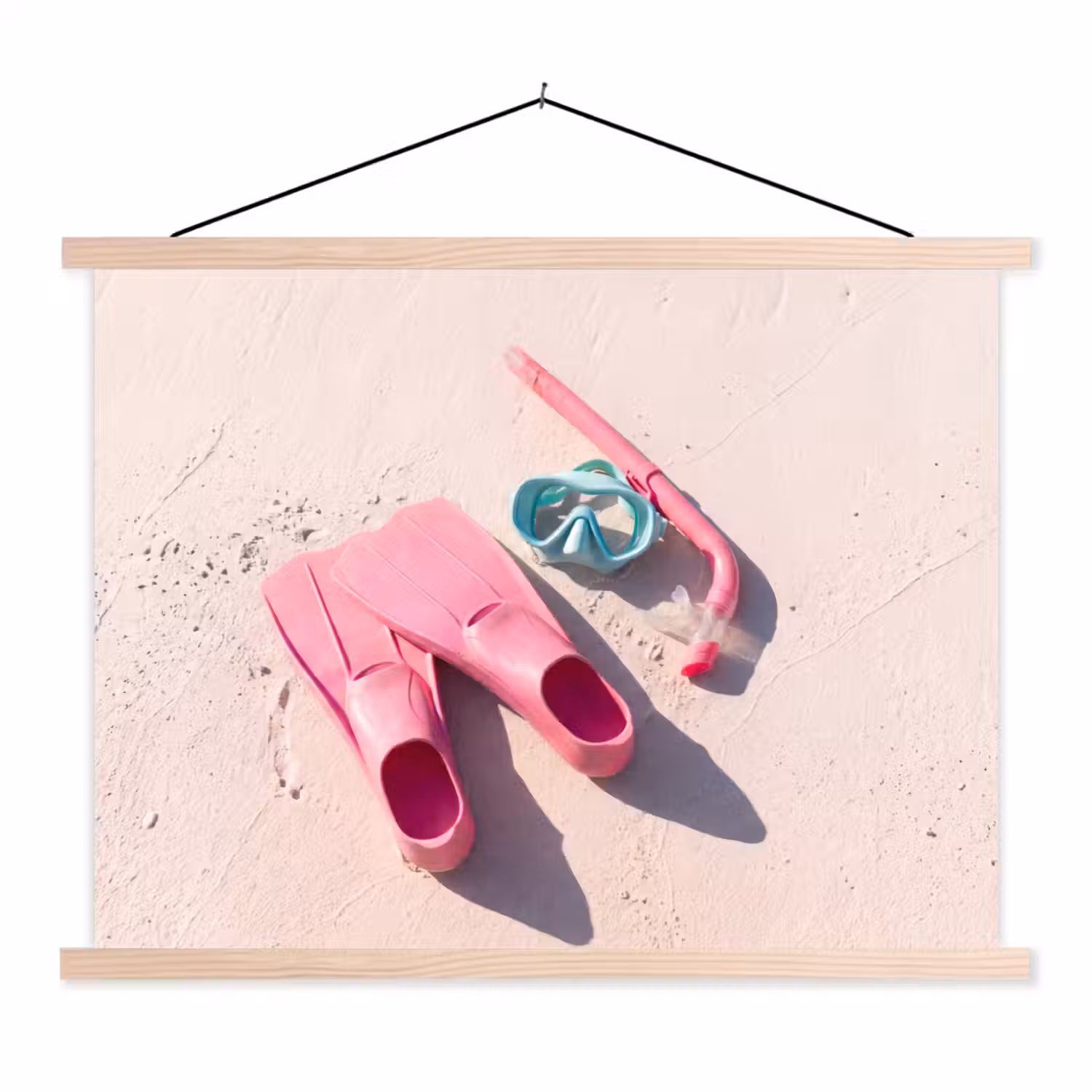 Snorkelset - Strand - Zomer - Roze textielposter latten blank klein -3d