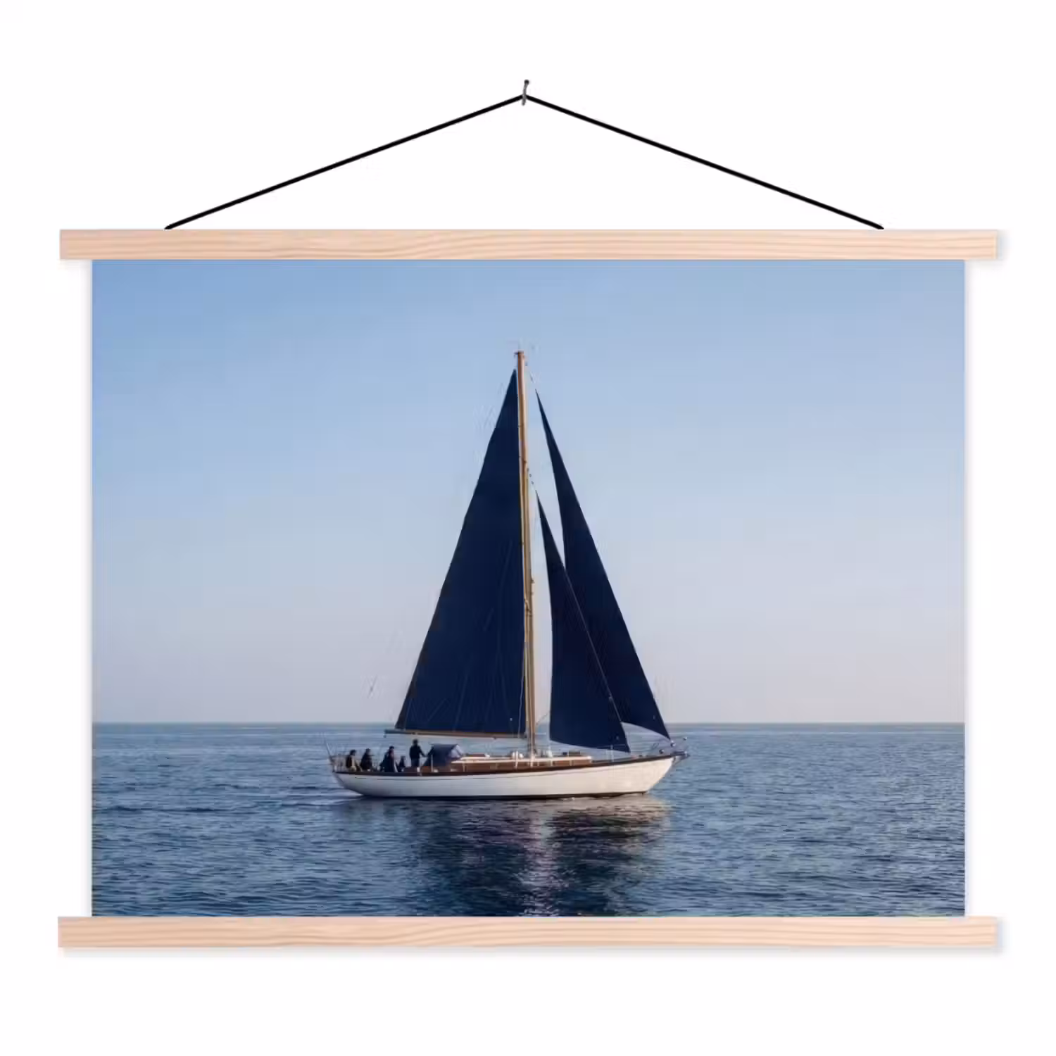 Zeilboot - Zee - Blauw textielposter latten blank klein -3d