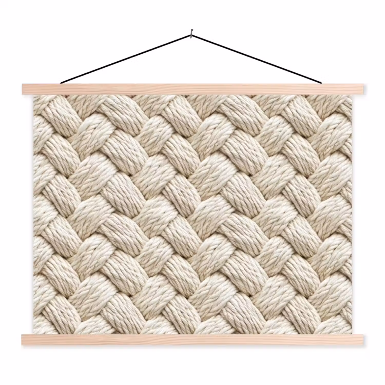 Touw - Gebreid - Beige textielposter latten blank klein 122 -3d