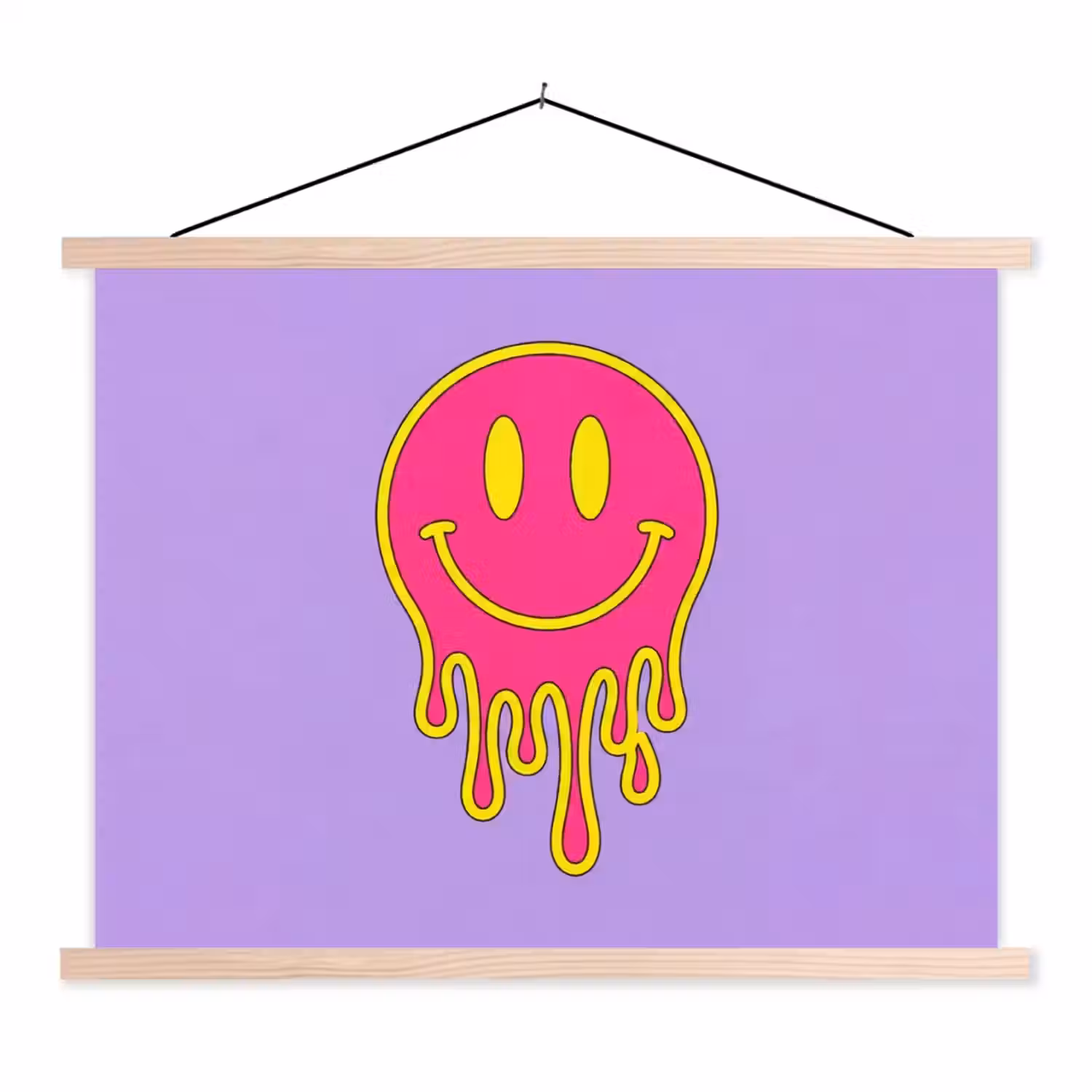 Smiley - Drip - Neon textielposter latten blank klein -3d