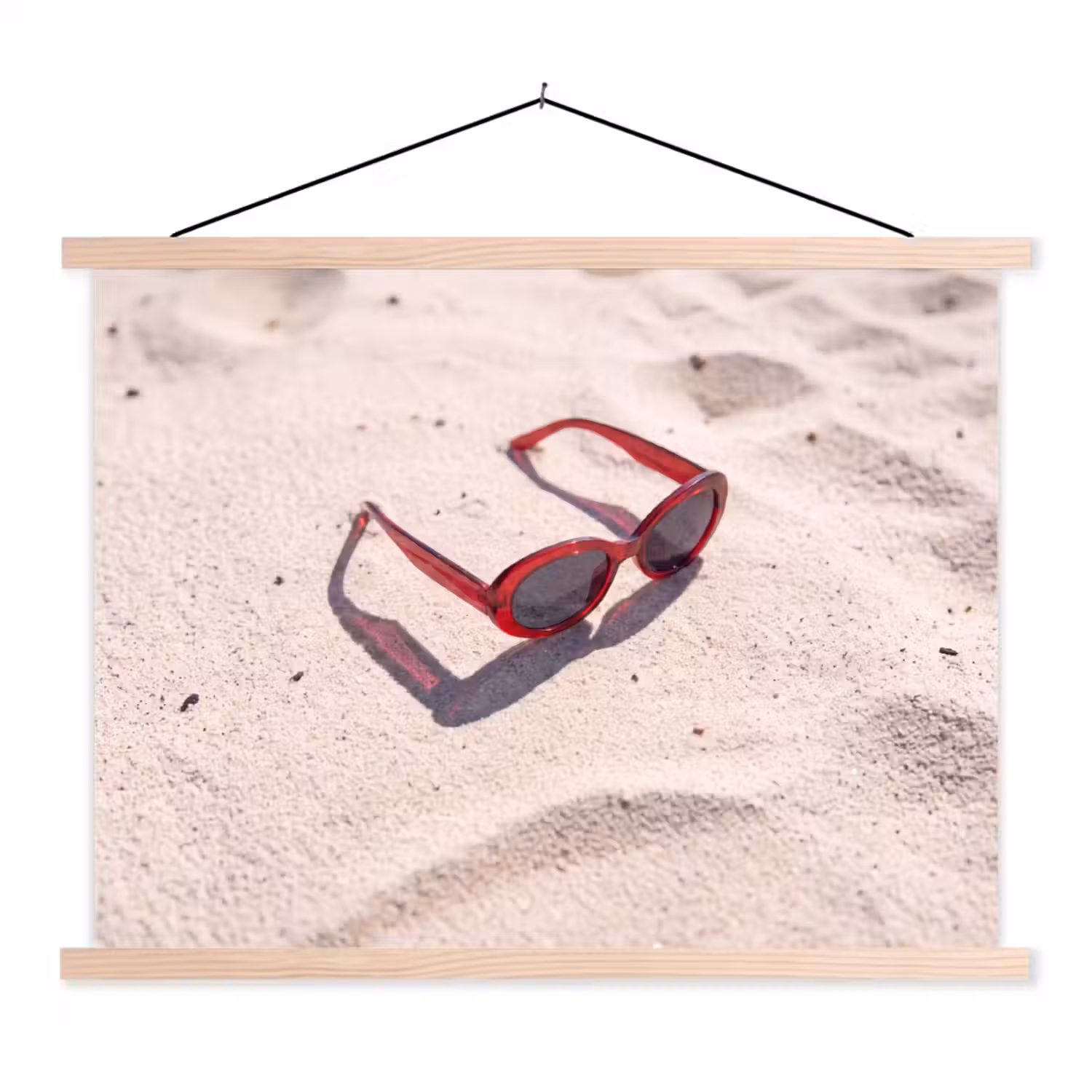 Zonnebril - Strand - Vakantie - Rood textielposter latten blank klein -3d