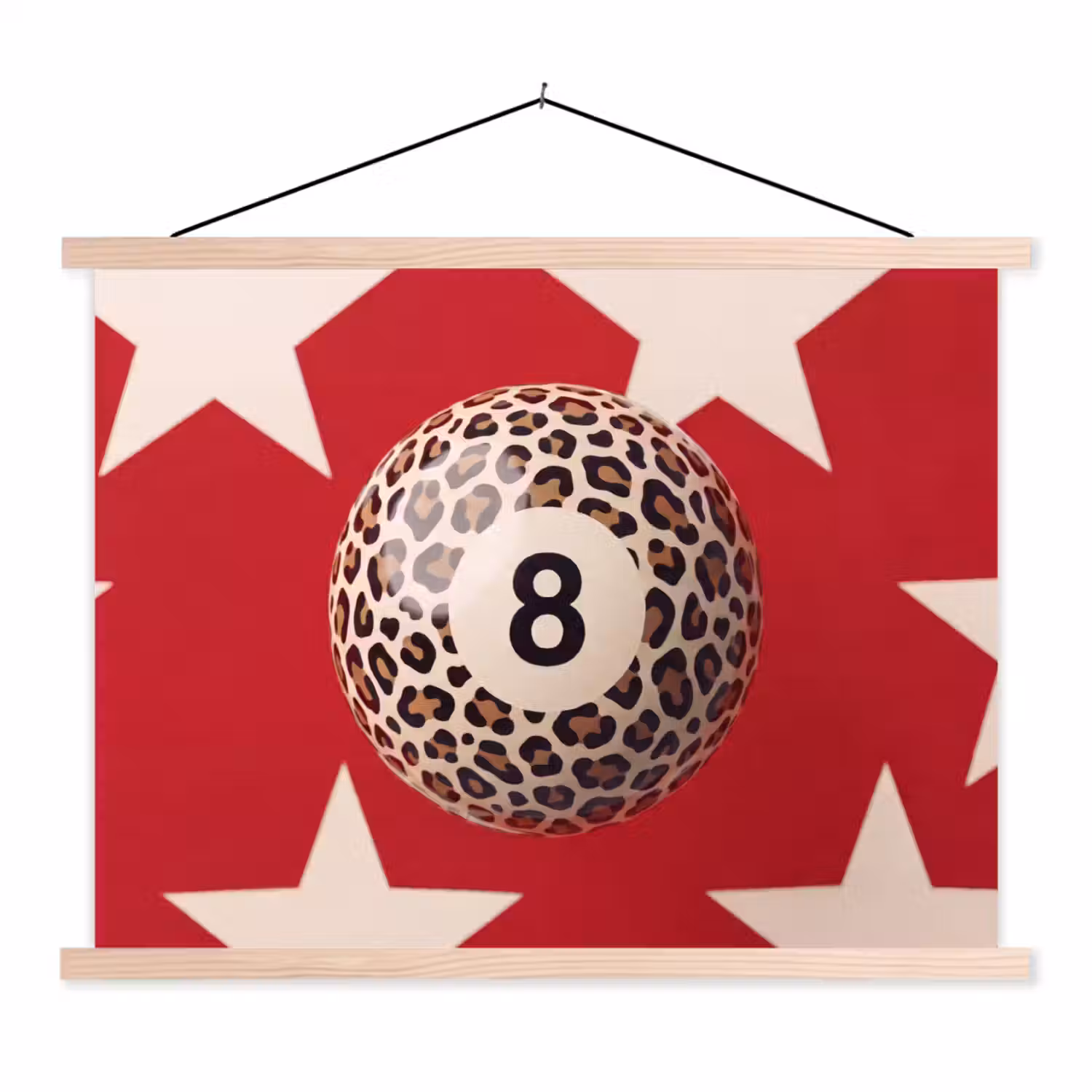 Spel - Dierenprint - Nummer 8 - Modern - Rood textielposter latten blank klein -3d
