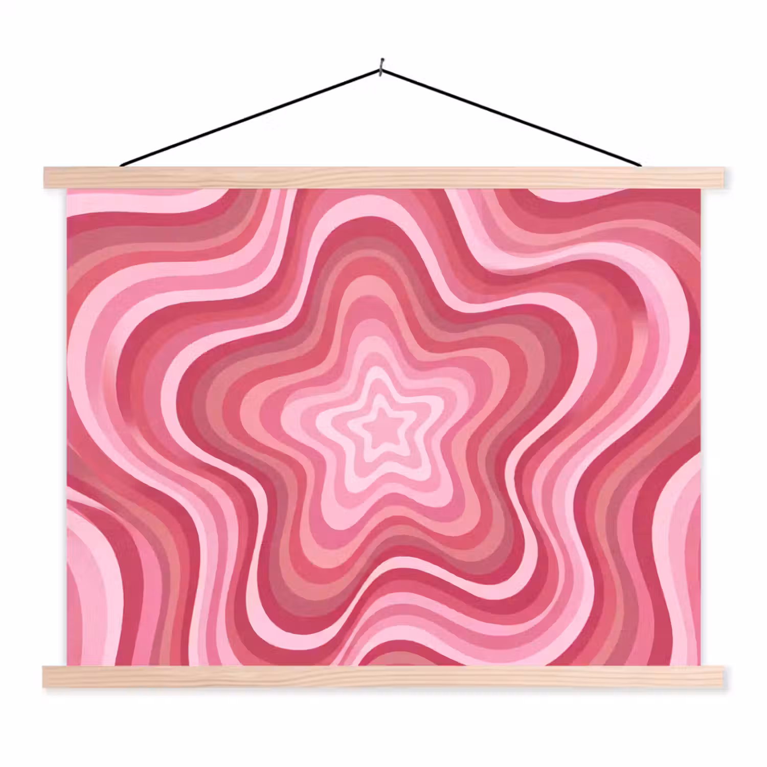 Ster - Golvend - Abstract - Roze textielposter latten blank klein -3d