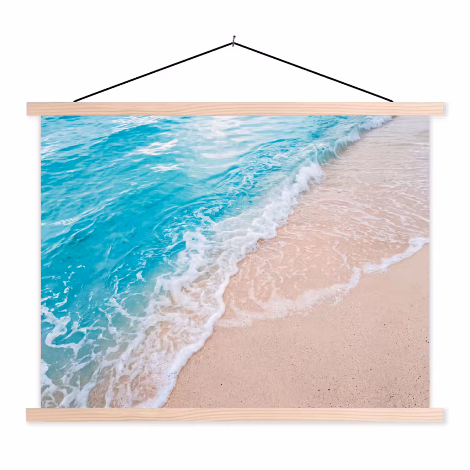 Strand - Zee - Golf - Natuur - Blauw textielposter latten blank klein -3d