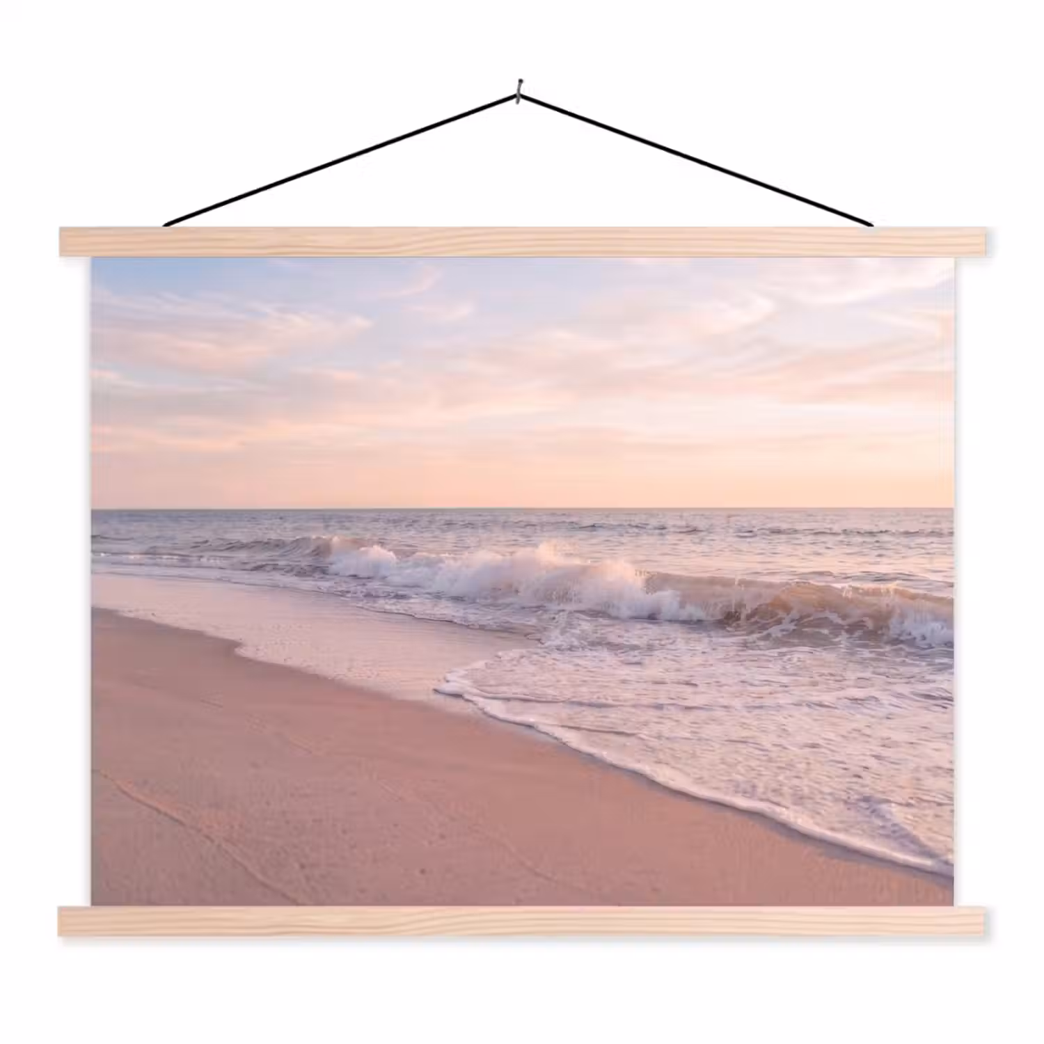 Strand - Zee - Golven - Natuur - Zonsondergang textielposter latten blank klein -3d