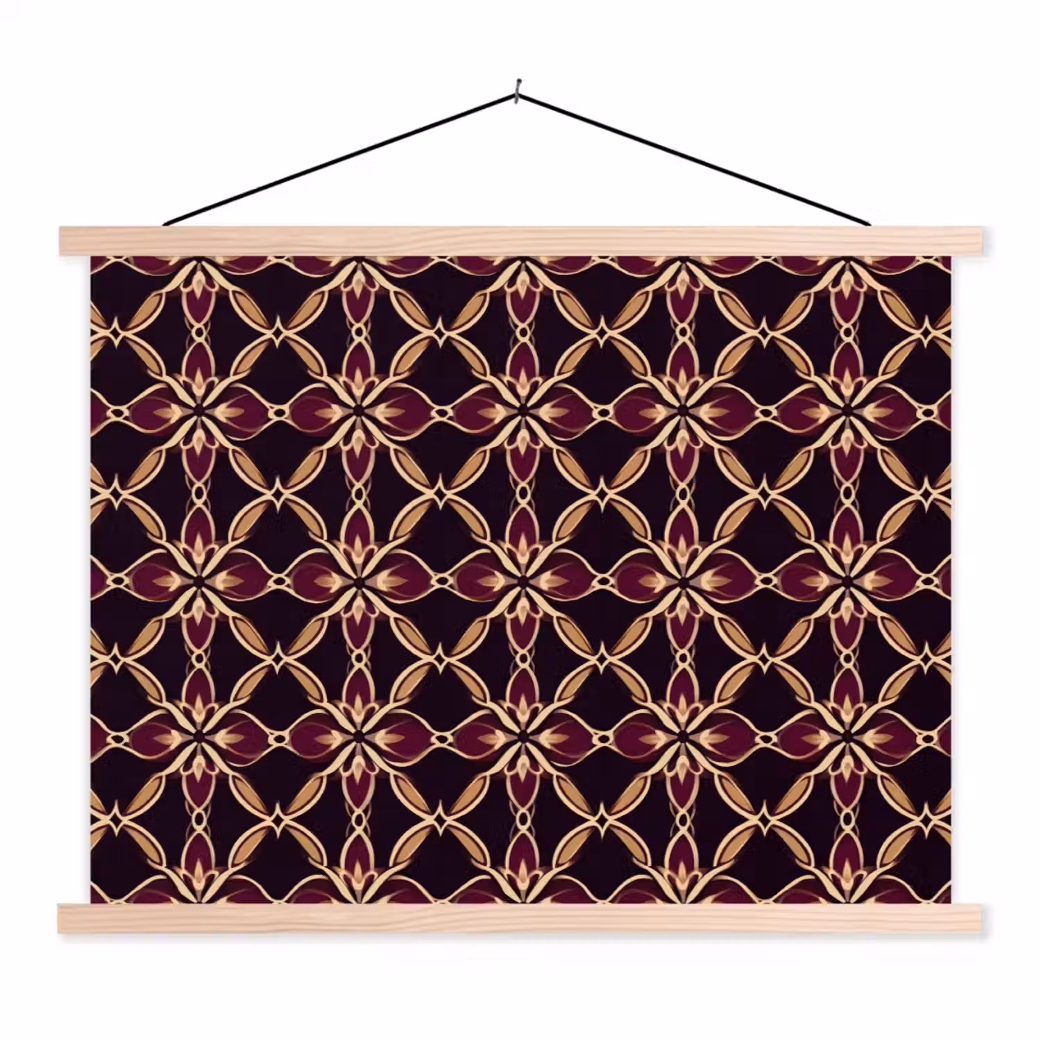 Symmetrisch - Tegel - Burgundy textielposter latten blank klein 122 -3d