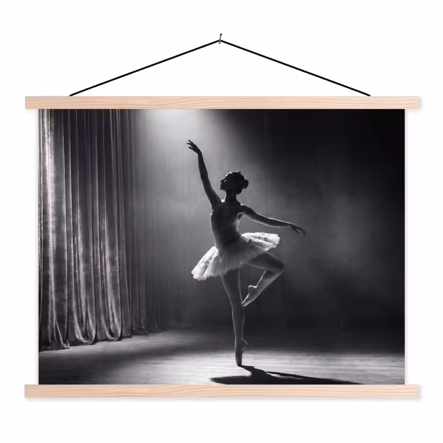 Danser - Podium - Zwart-wit - Kunst - Klassiek textielposter latten blank klein -3d