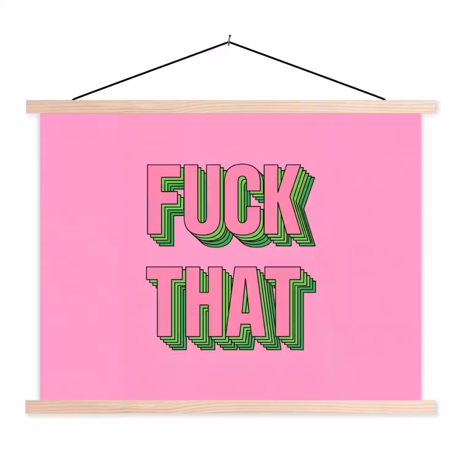 Tekst - Bold - Roze textielposter latten blank klein -3d