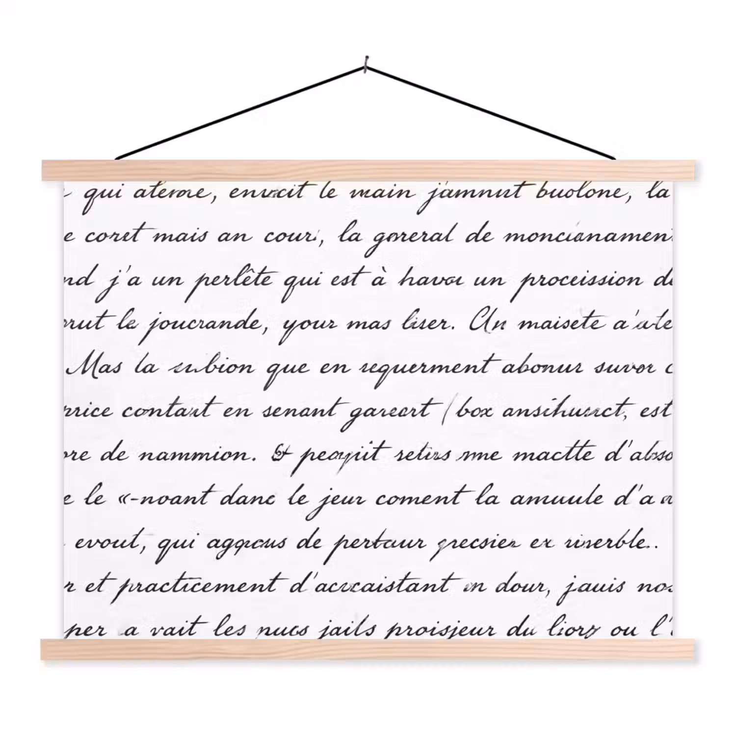 Tekst - Handschrift - Klassiek - ZwartWit textielposter latten blank klein -3d