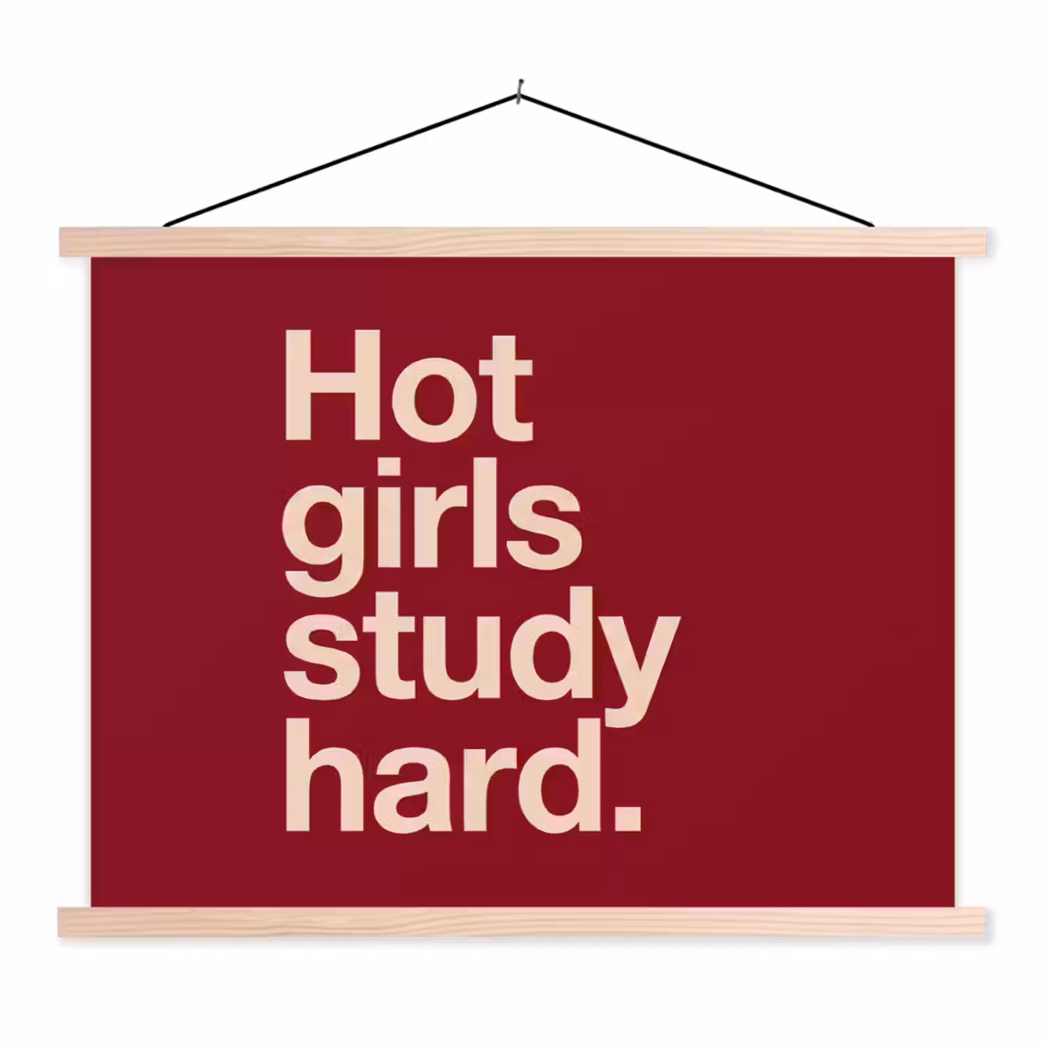 Tekst - Studie - Motivatie - Modern - Rood textielposter latten blank klein -3d