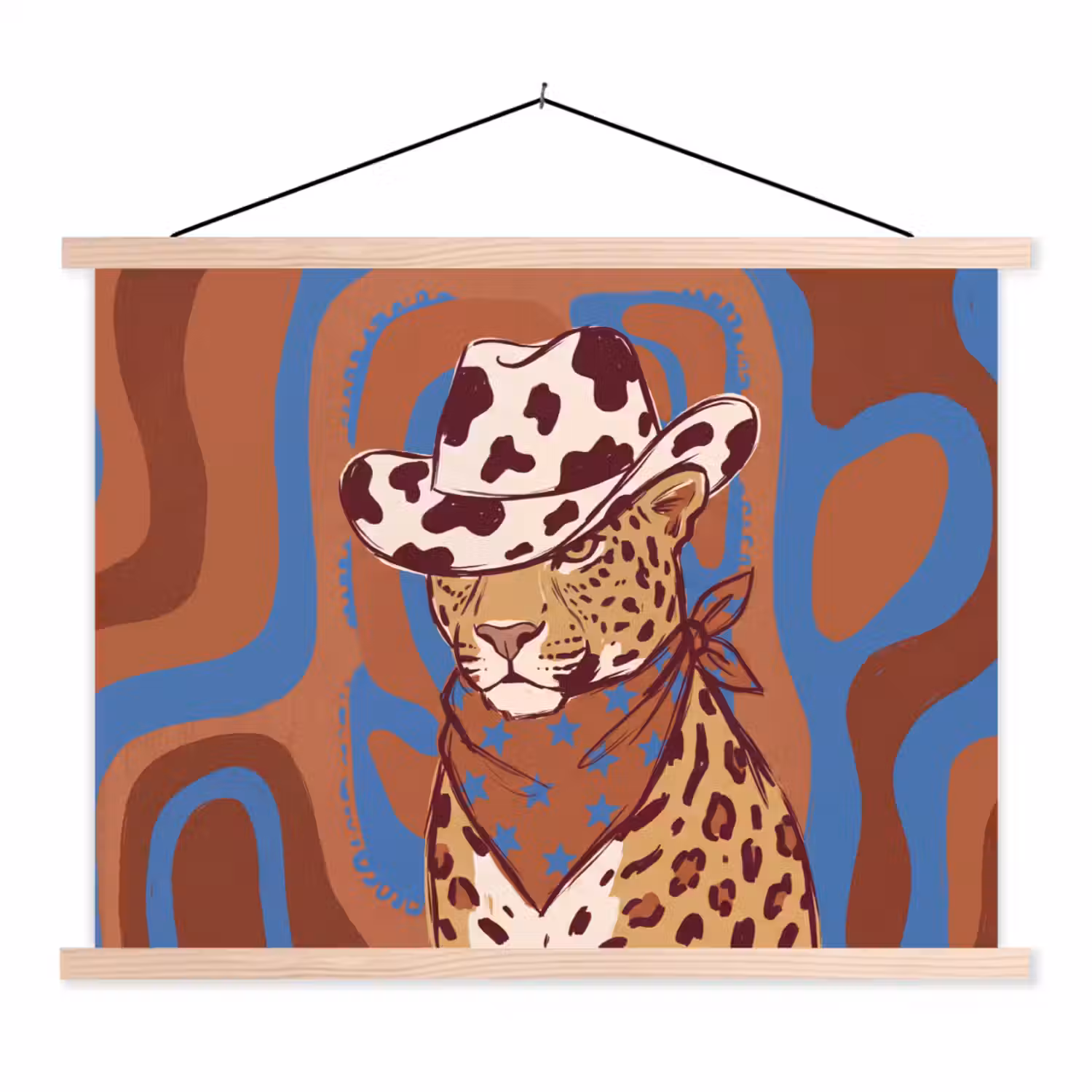 Dieren - Cowboyhoed - Modern - Illustratie - Bruin textielposter latten blank klein -3d