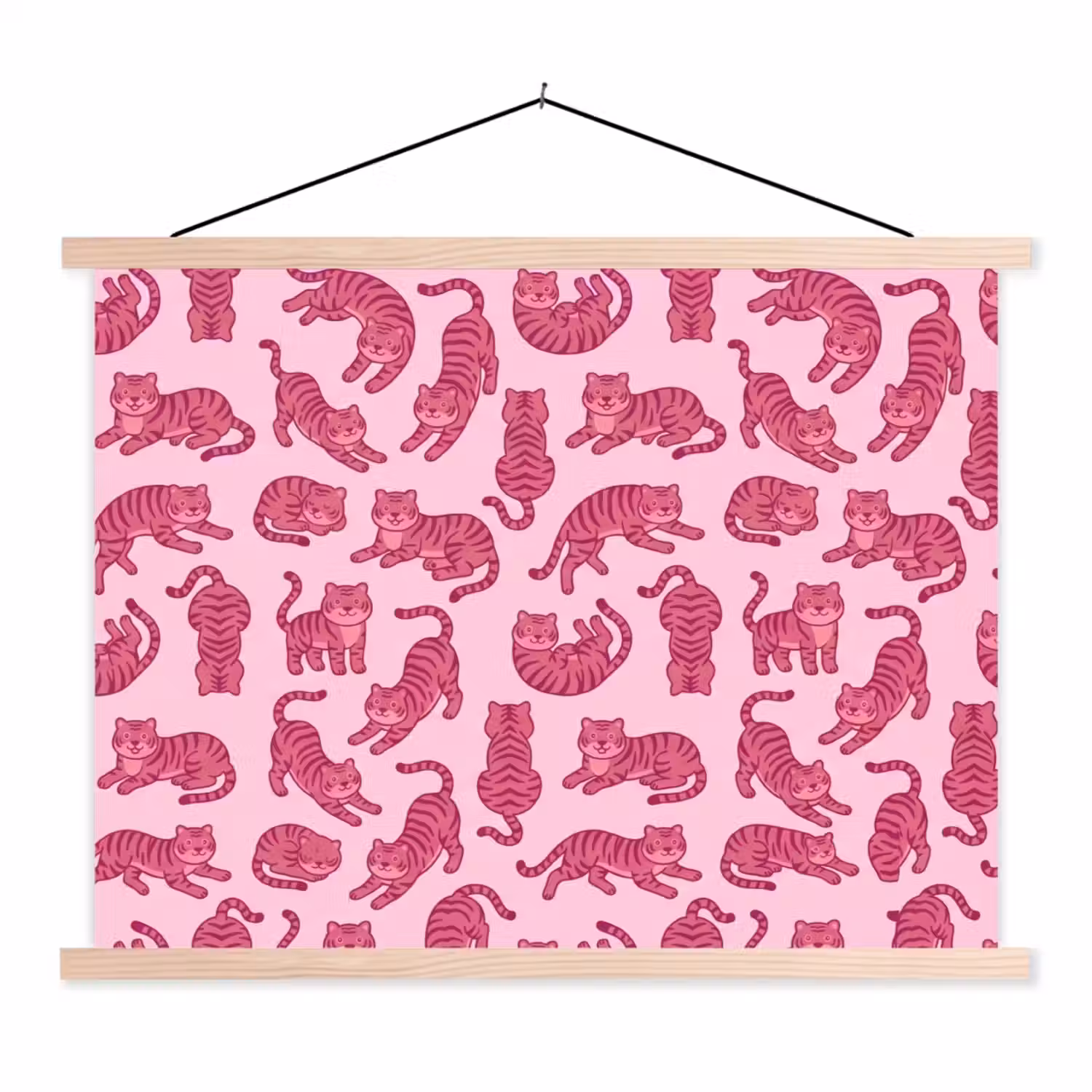 Dieren - Patroon - Roze - Speels - Cartoon textielposter latten blank klein -3d