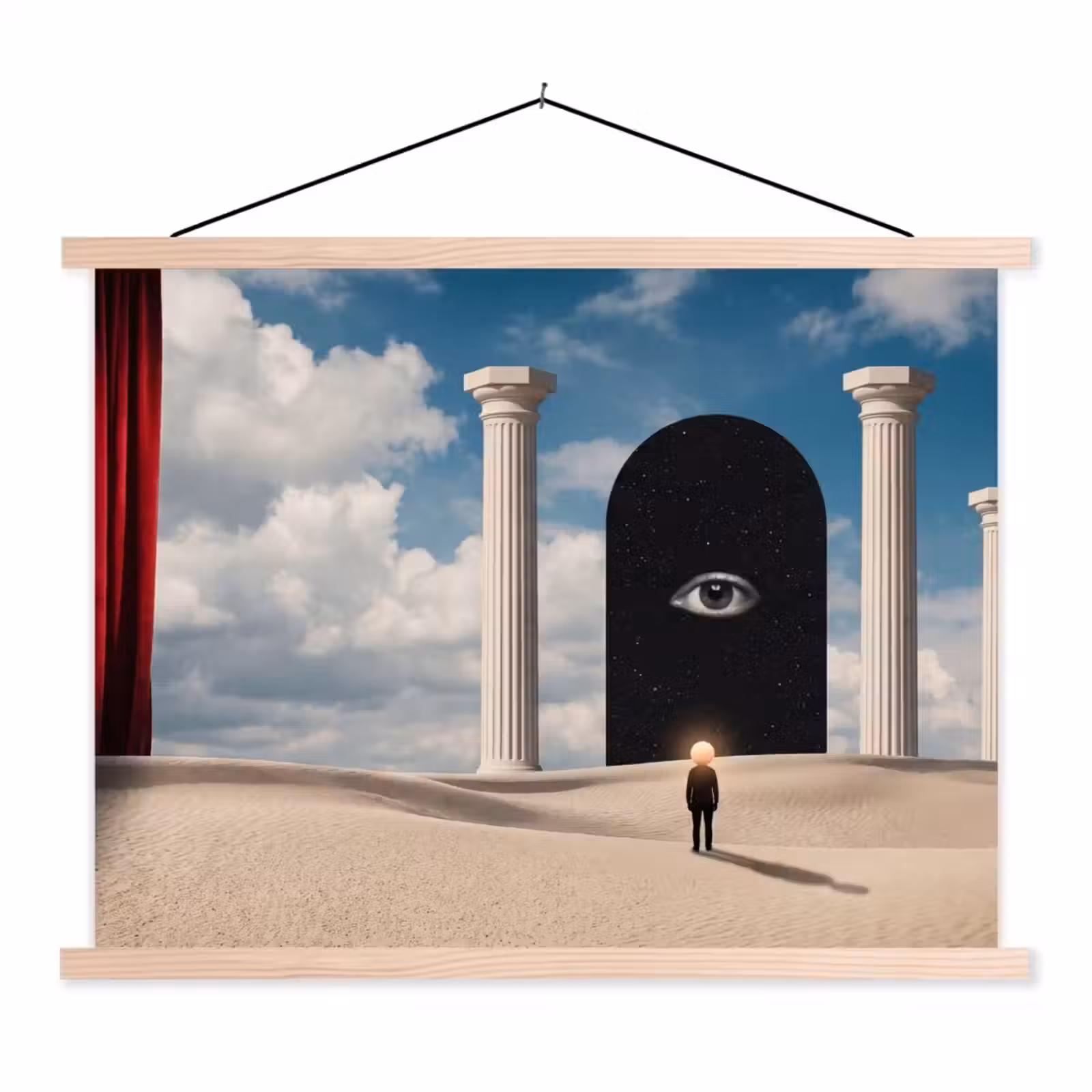 Stoffbild - Traum – Wüste – Auge - Droom - Woestijn - Oog textielposter latten blank klein