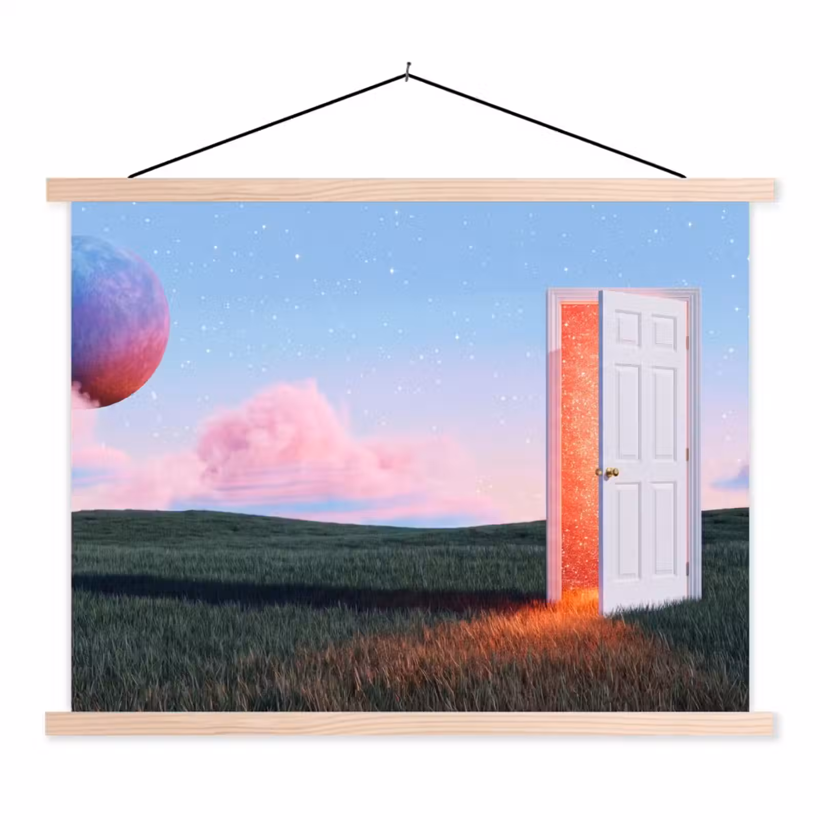 Stoffbild - Tür – Fantasie – Raum - Deur - Fantasie - Ruimte textielposter latten blank klein