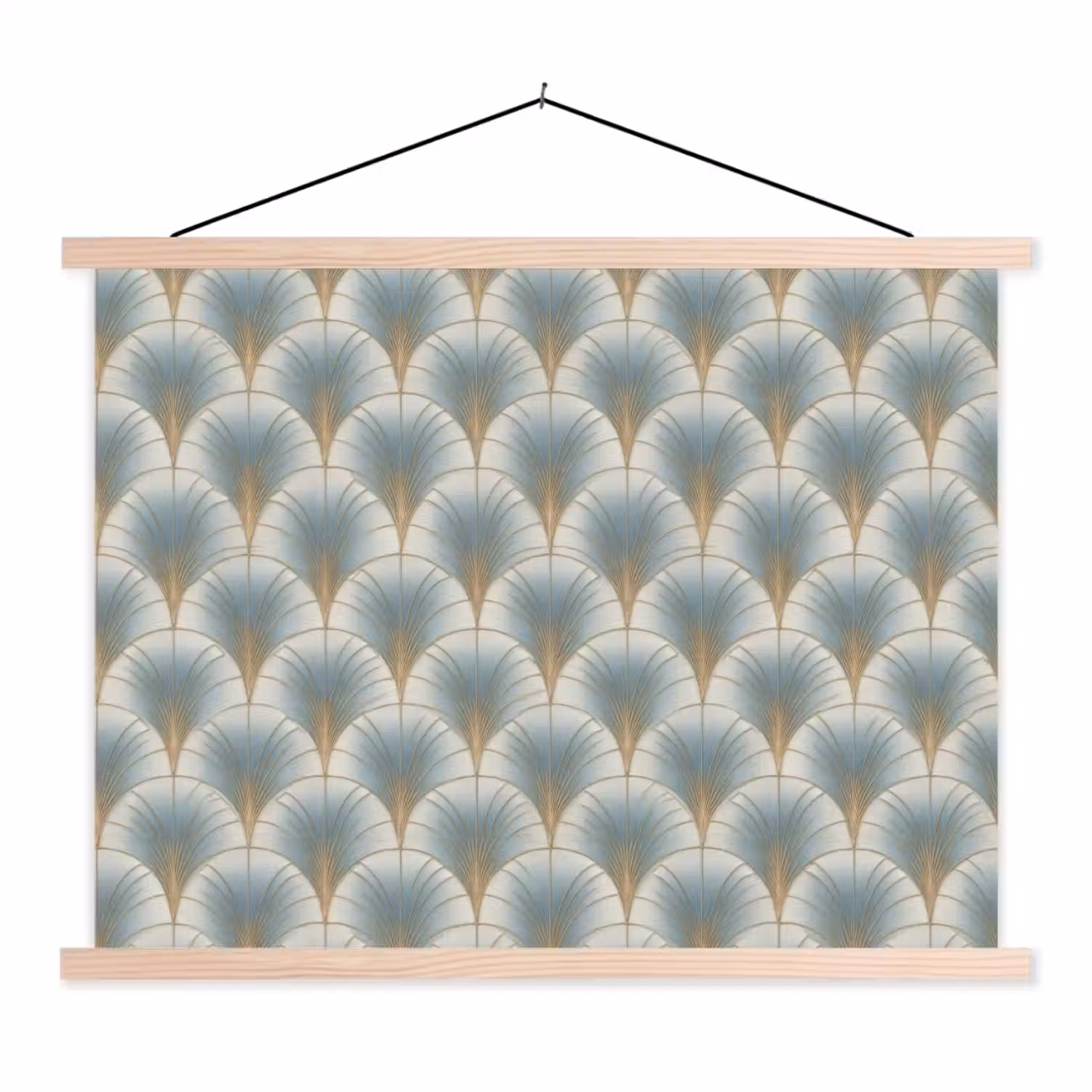 Waaier - Klassiek - Blauw textielposter latten blank klein 122 -3d