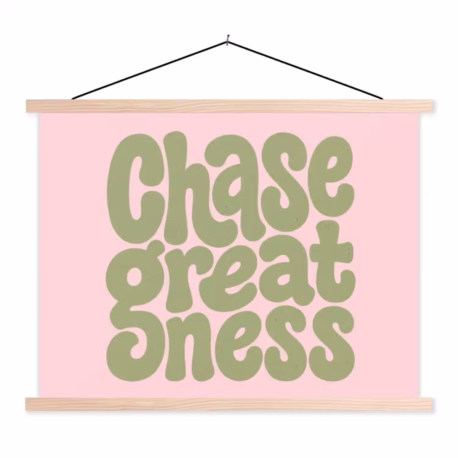Chase greatness - Groen - Roze - Retro textielposter latten blank klein -3d