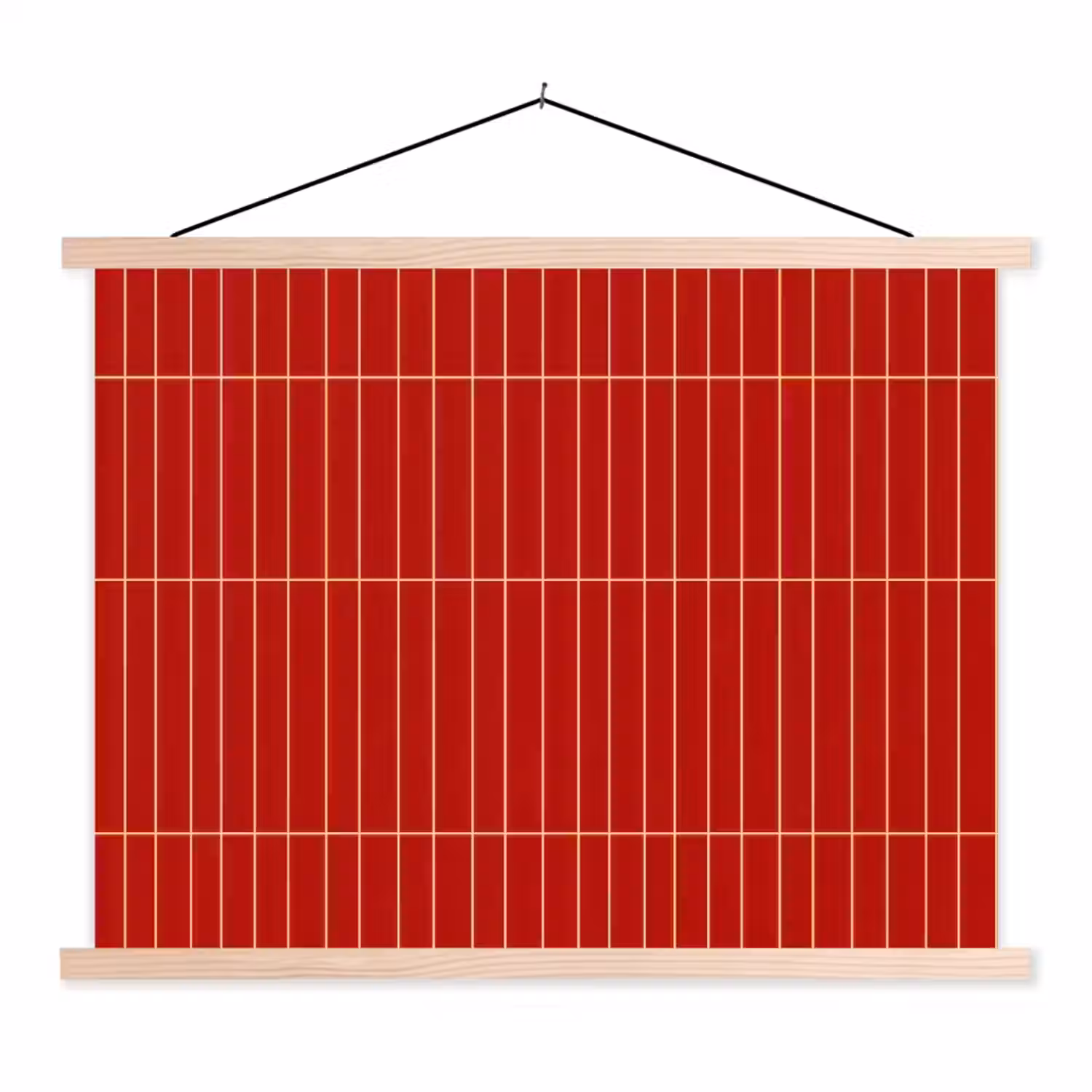 Verticaal - Wandtegel - Helderrood textielposter latten blank klein 122 -3d