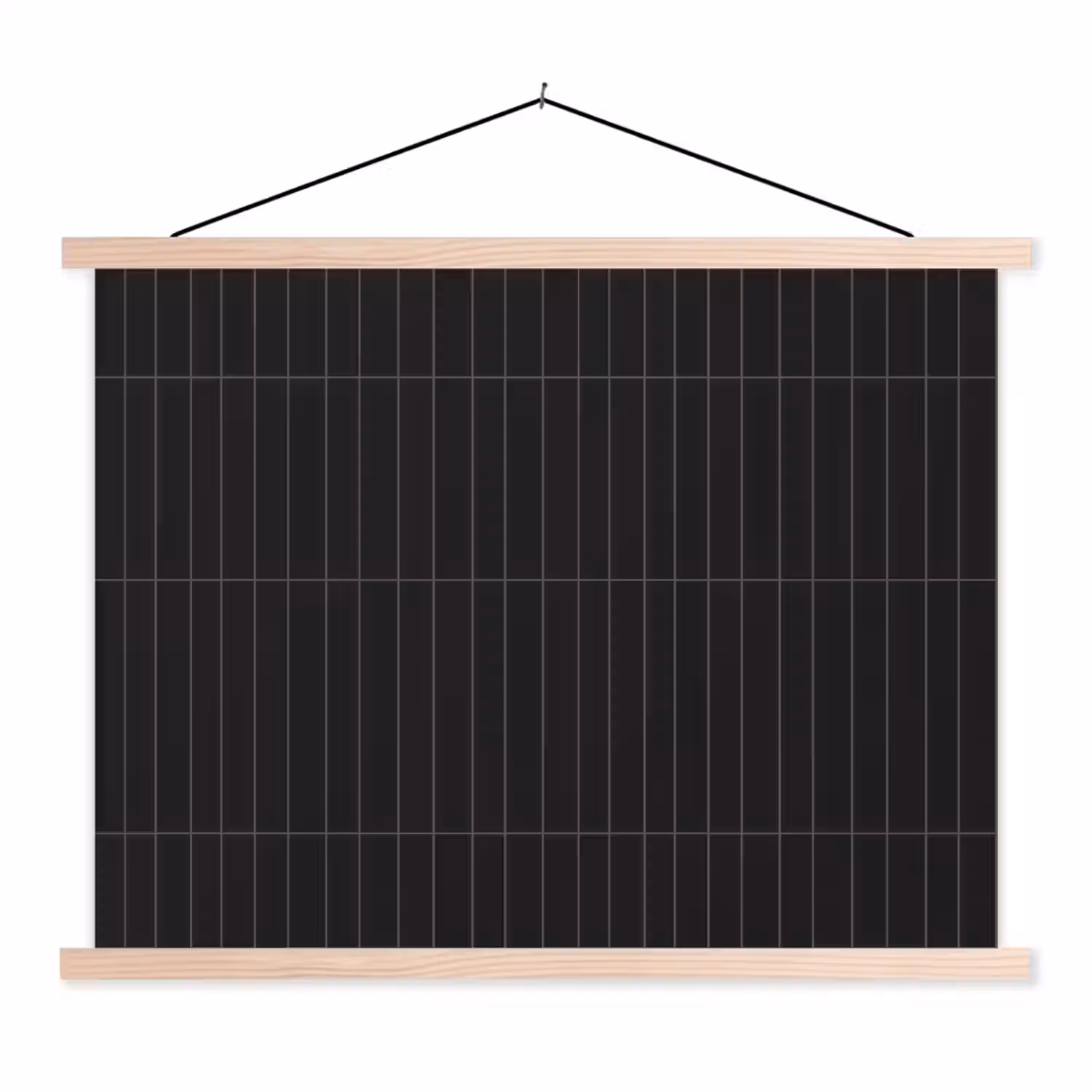 Verticaal - Wandtegel - Mat - Zwart textielposter latten blank klein 122 -3d