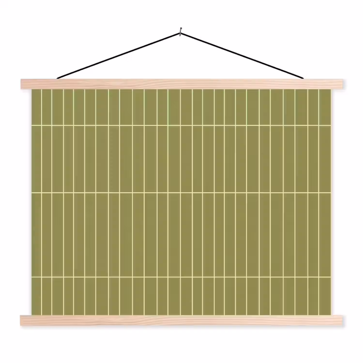 Verticaal - Wandtegel - Olijfgroen textielposter latten blank klein 122 -3d
