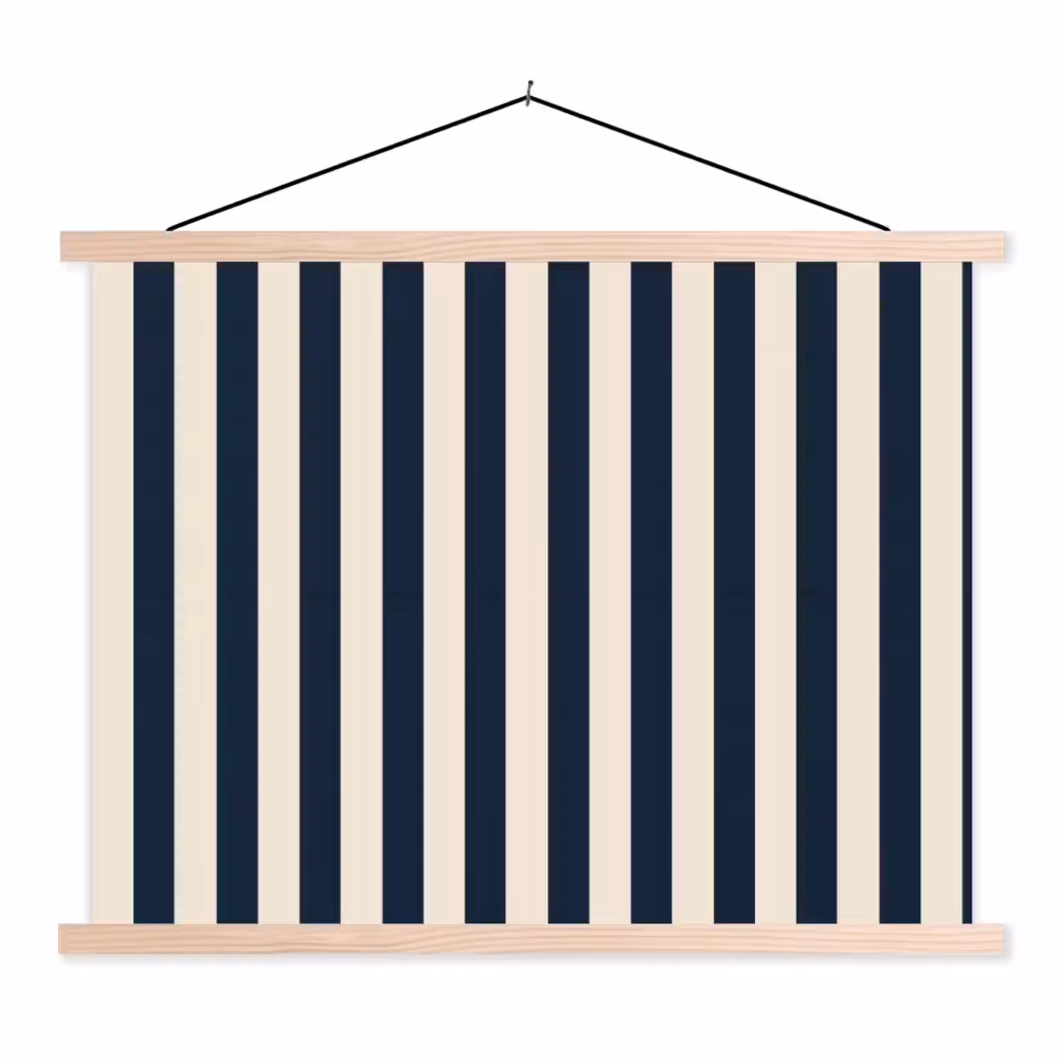 Verticale strepen - Blauw - Crème textielposter latten blank klein 122 -3d