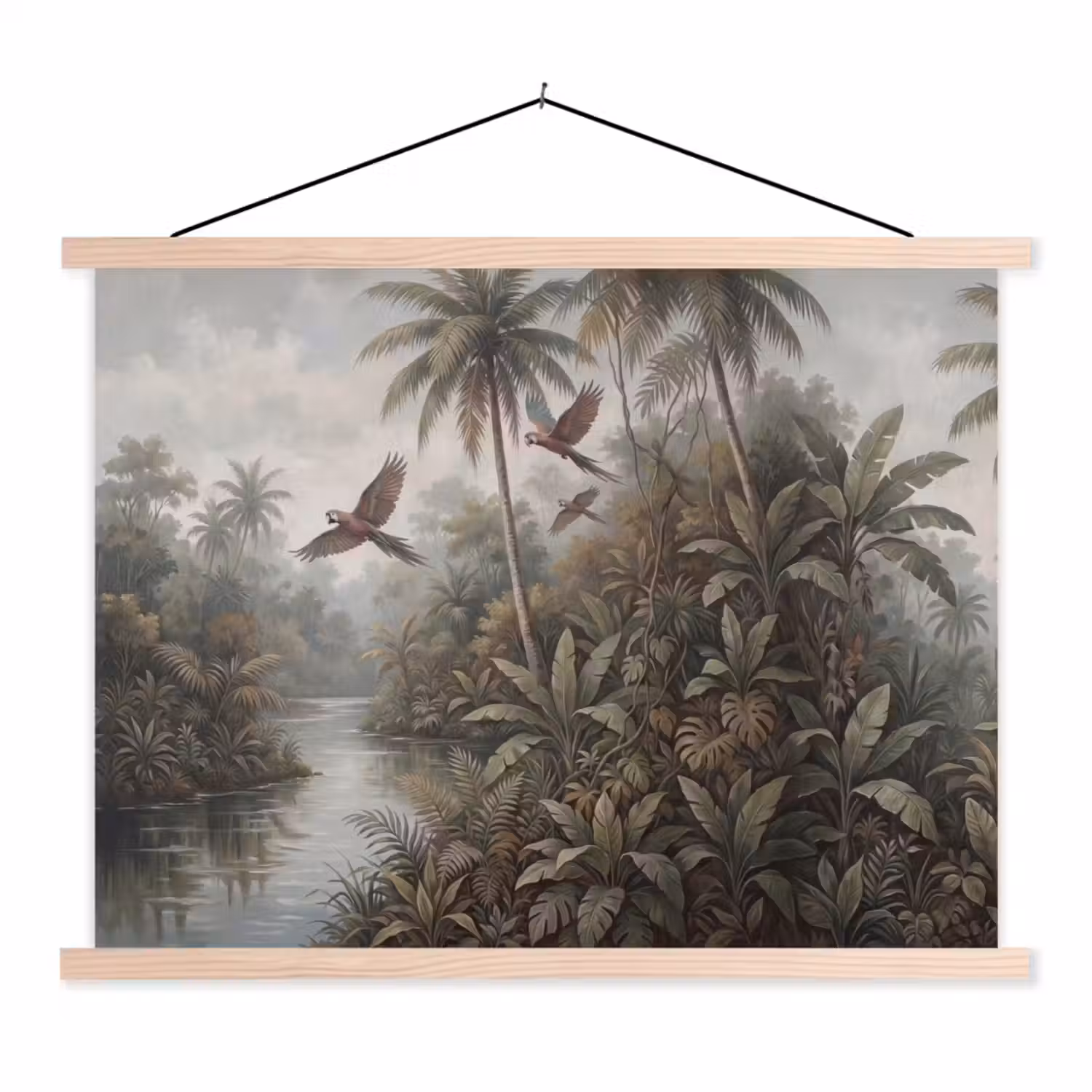 Vogel - Vliegend - Tropisch - Landschap - Klassiek textielposter latten blank klein -3d