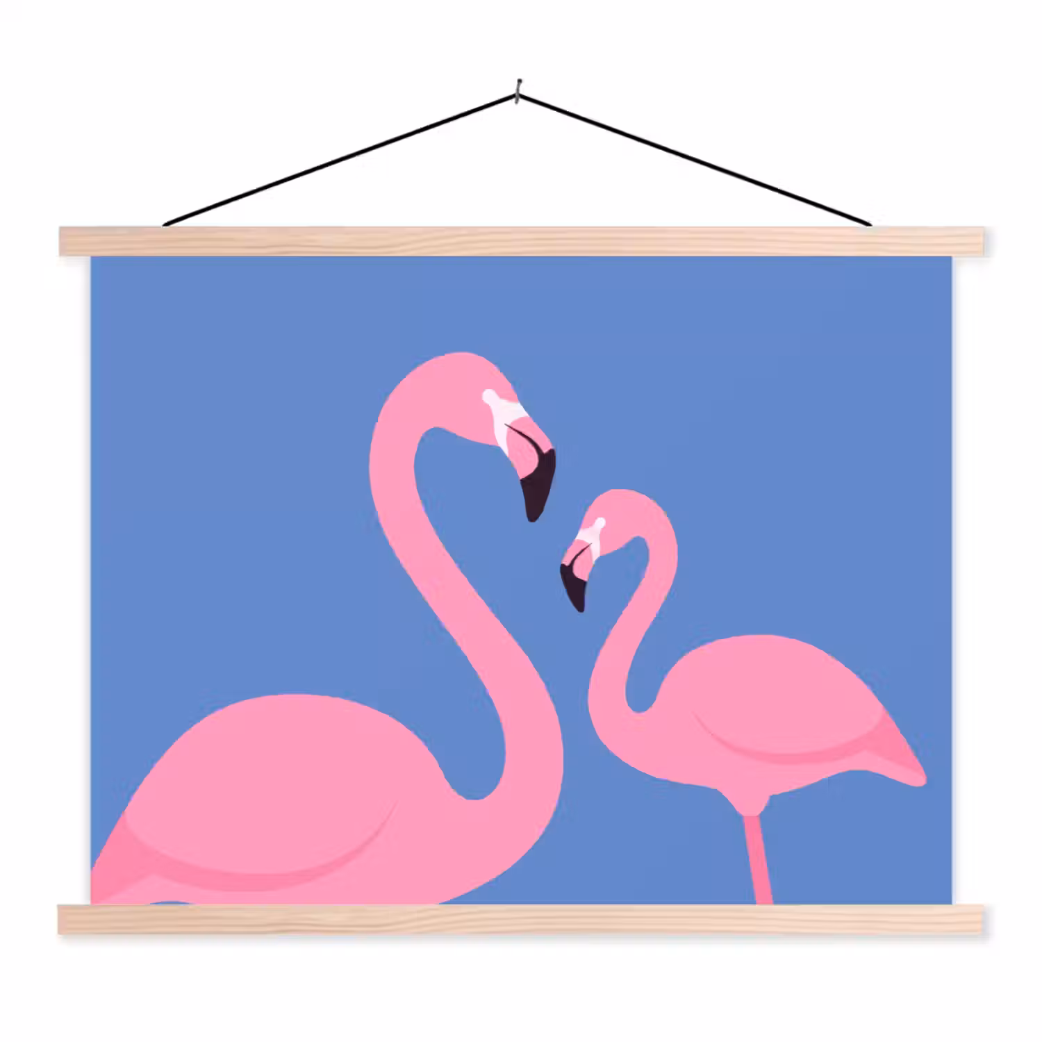 Vogel - Paar - Dieren - Modern - Roze textielposter latten blank klein -3d