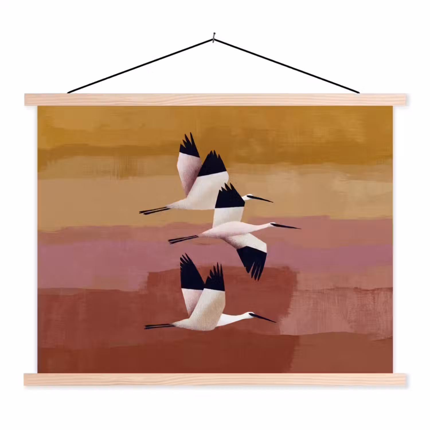 Vogels - Snavel - Abstract textielposter latten blank klein -3d