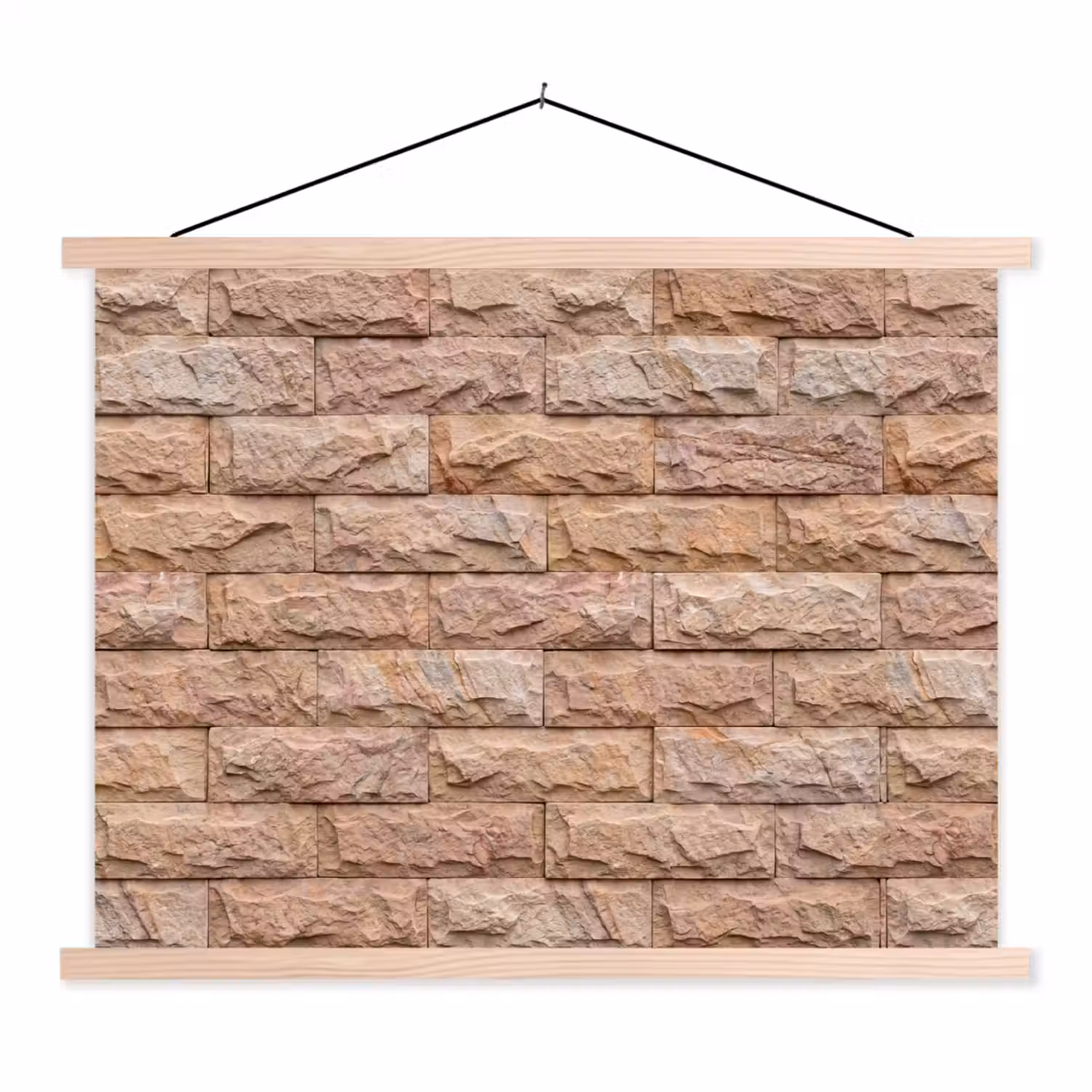 Muur - Steen - Ruw - Textuur - Beige textielposter latten blank klein -3d