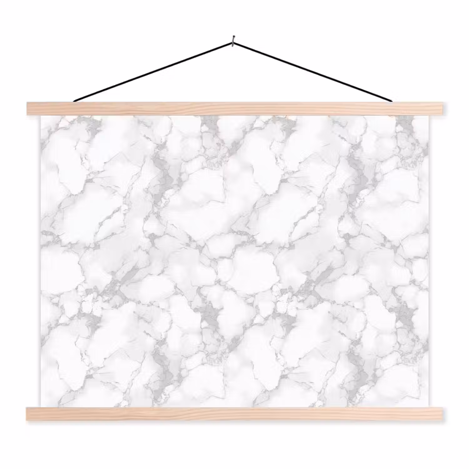 Wit - Marmer - Grijs textielposter latten blank klein 122 -3d
