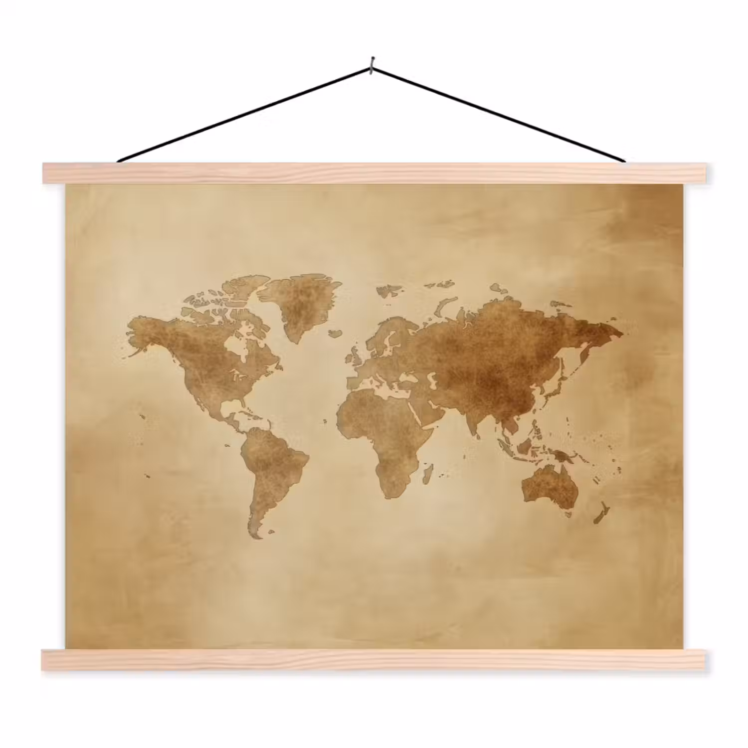 Wereldkaart - Lederen textuur textielposter latten blank klein -3d
